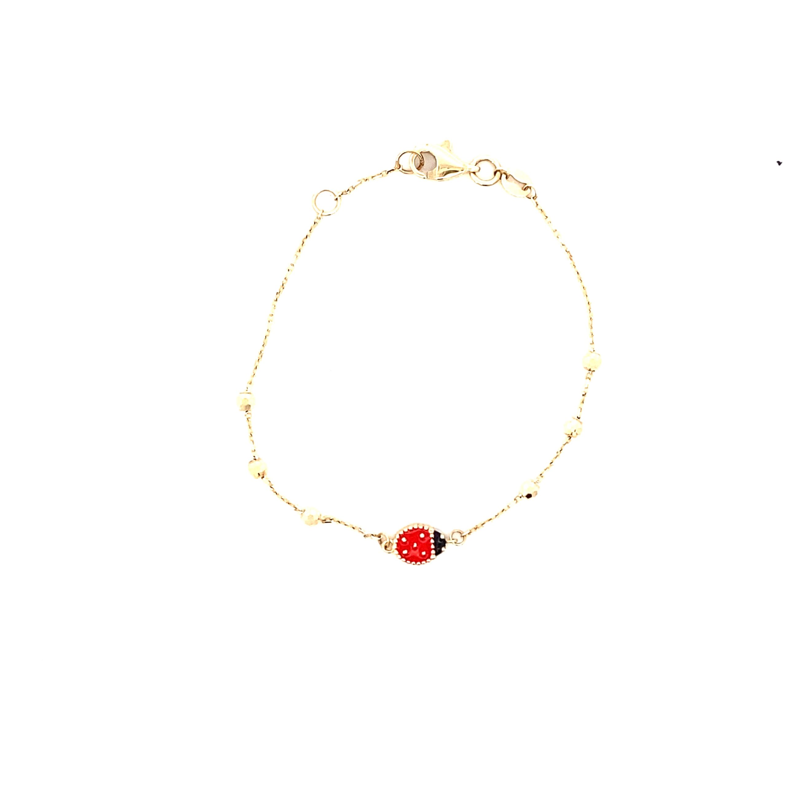 14K Gold Lady Bug Baby Bracelet