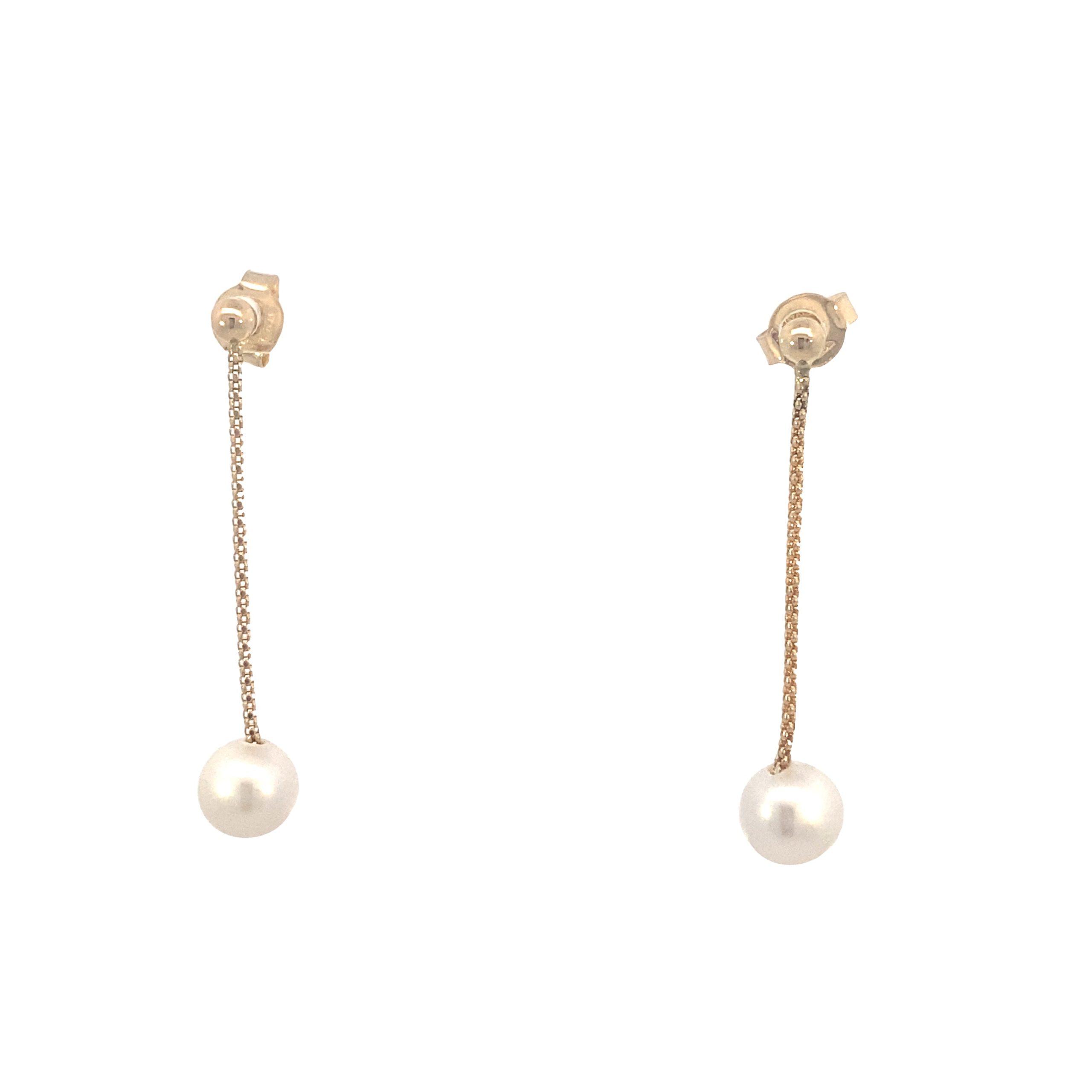 14K Gold Elegant Pearl Drop Earring