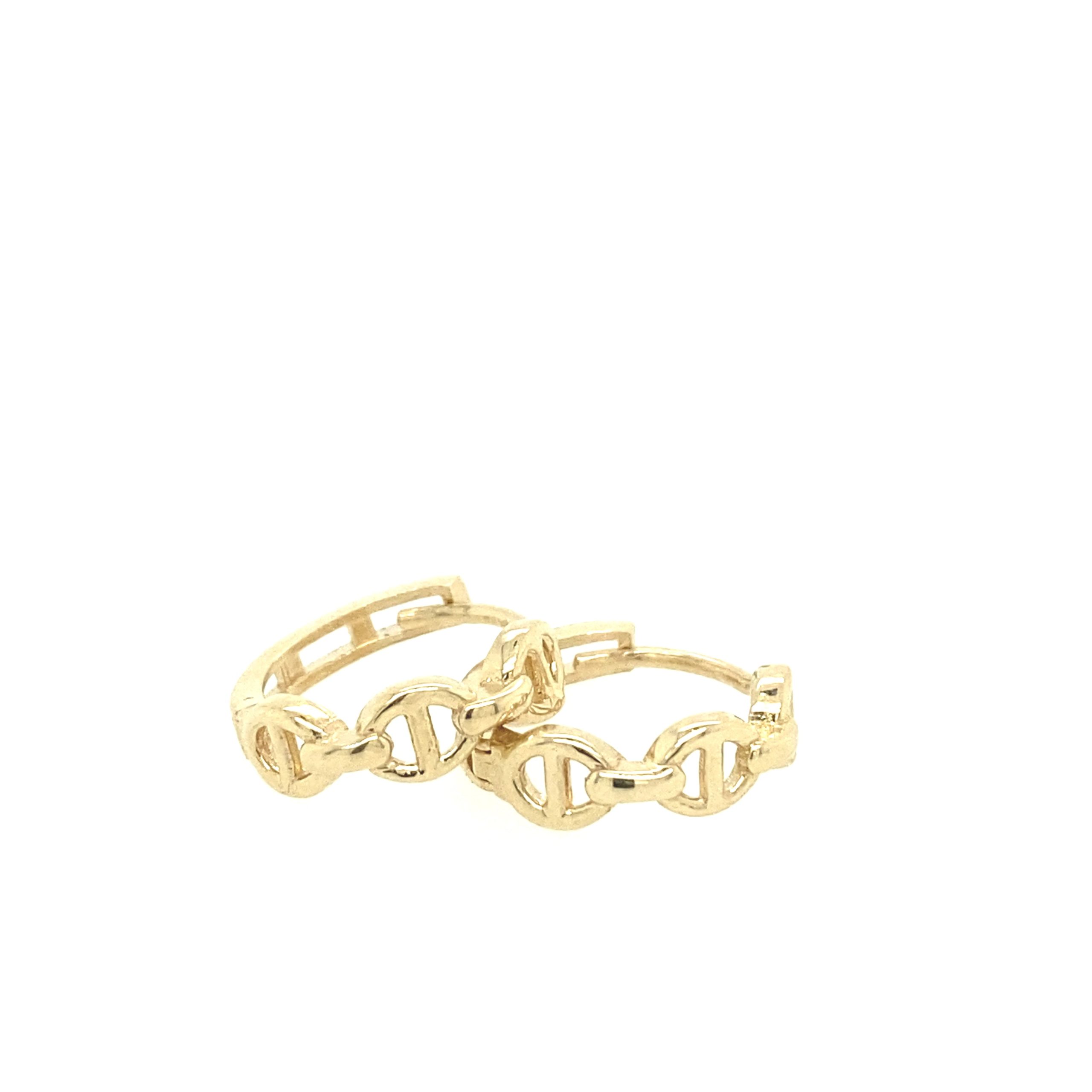 14K Gold Puff Mariner Links Huggies