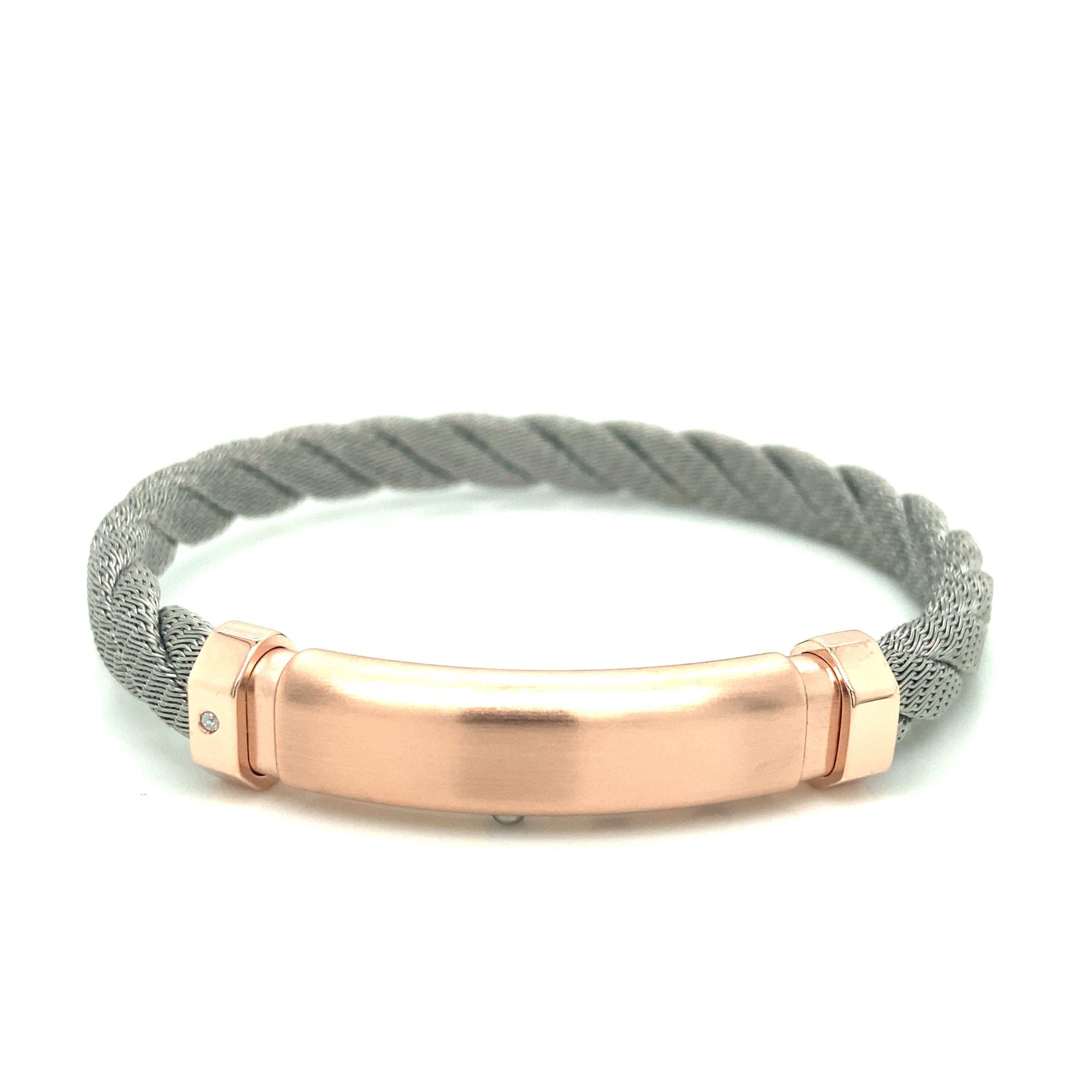 Borsari Rose-Gold Stainless Steel Rope Bangle