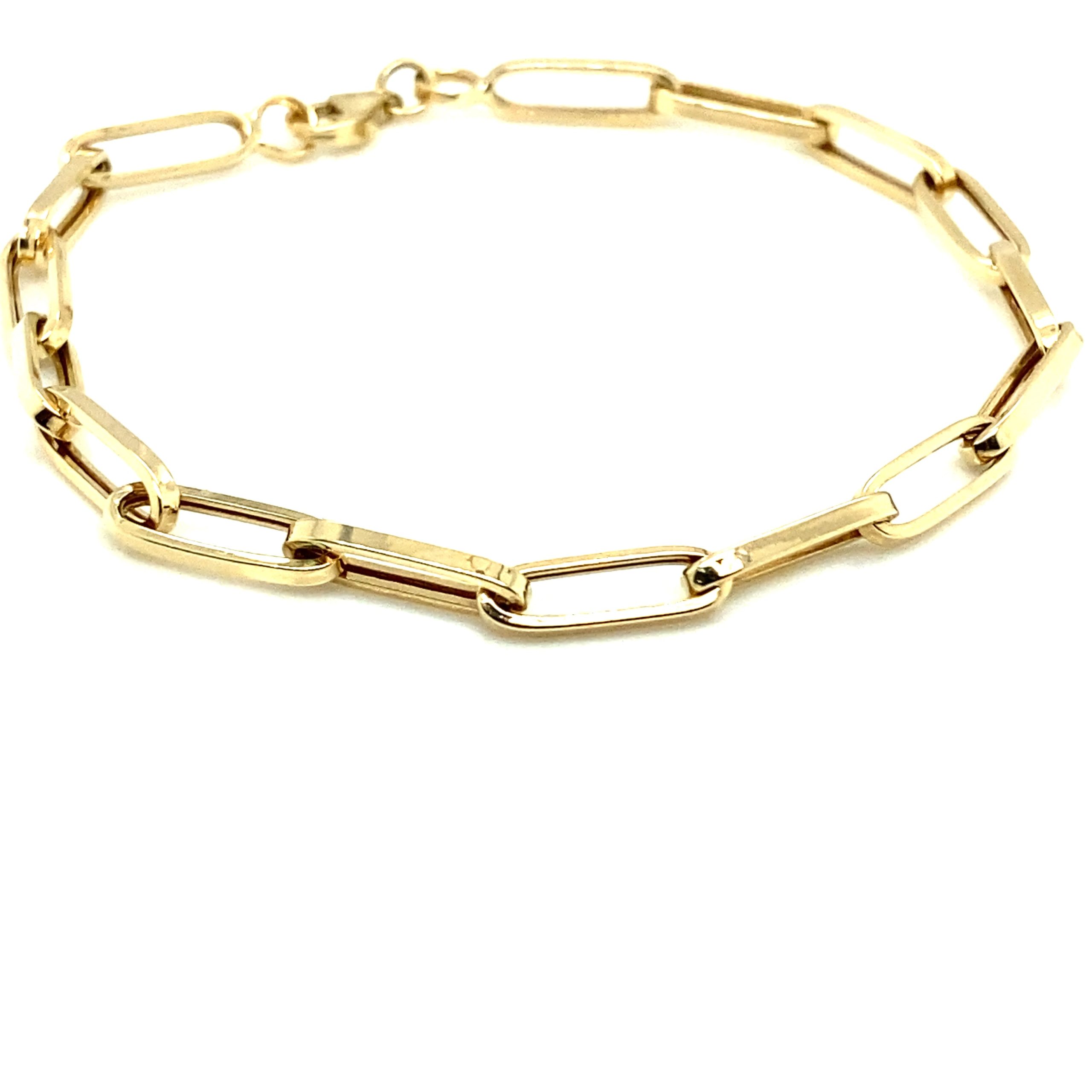 14K Gold Paper Clip Bracelet 4mm