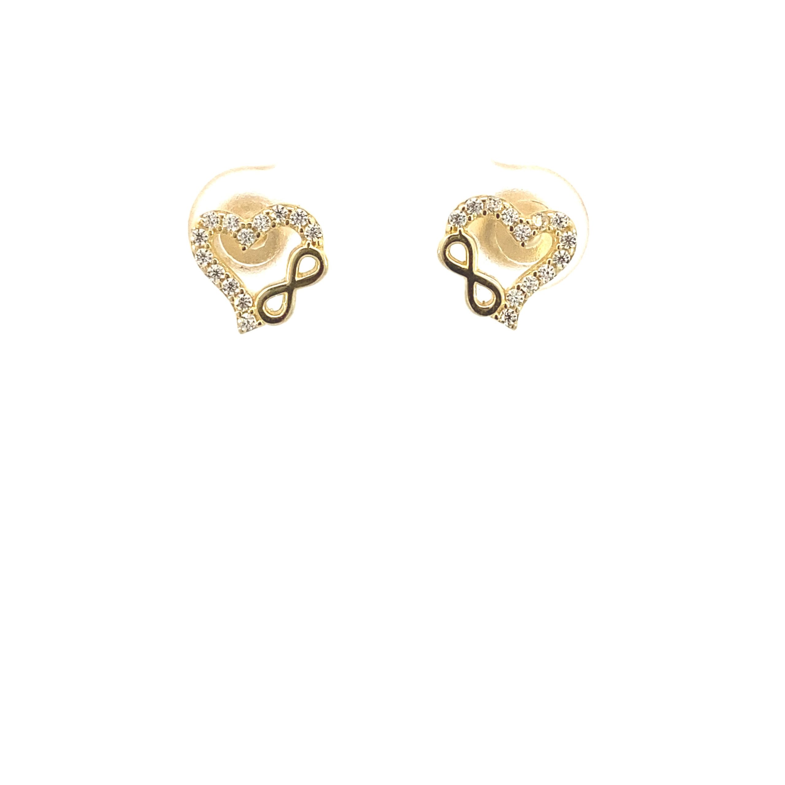 14K Gold Infinity Heart Stud Earrings