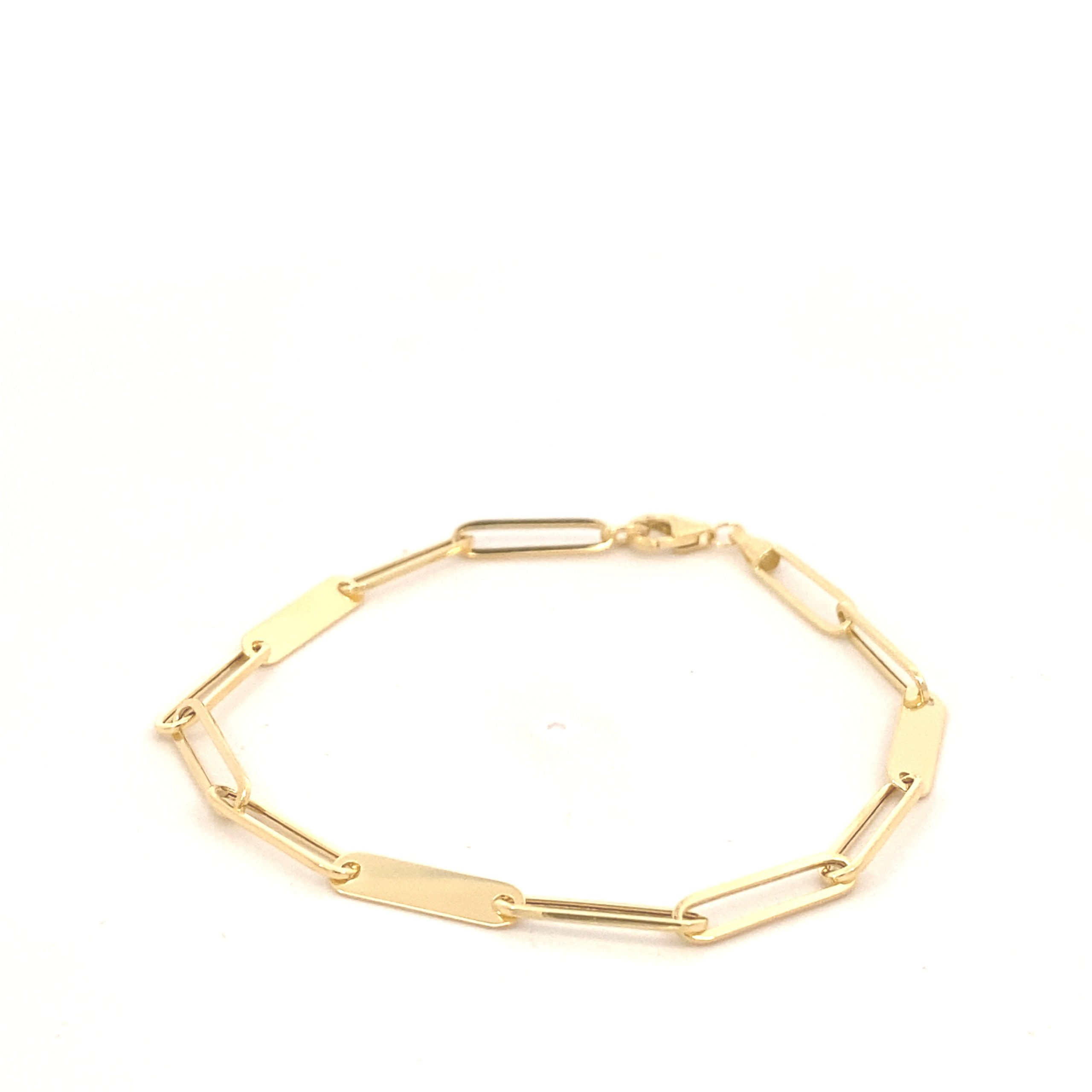 14K Gold Polished Paper Clip Bracelet