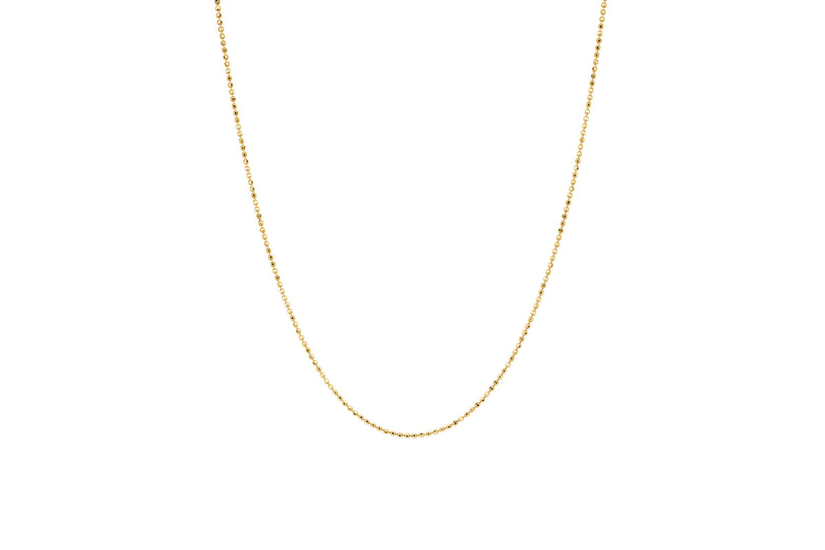 14K YELLOW GOLD 22 INCH FACETED BALL CHAIN