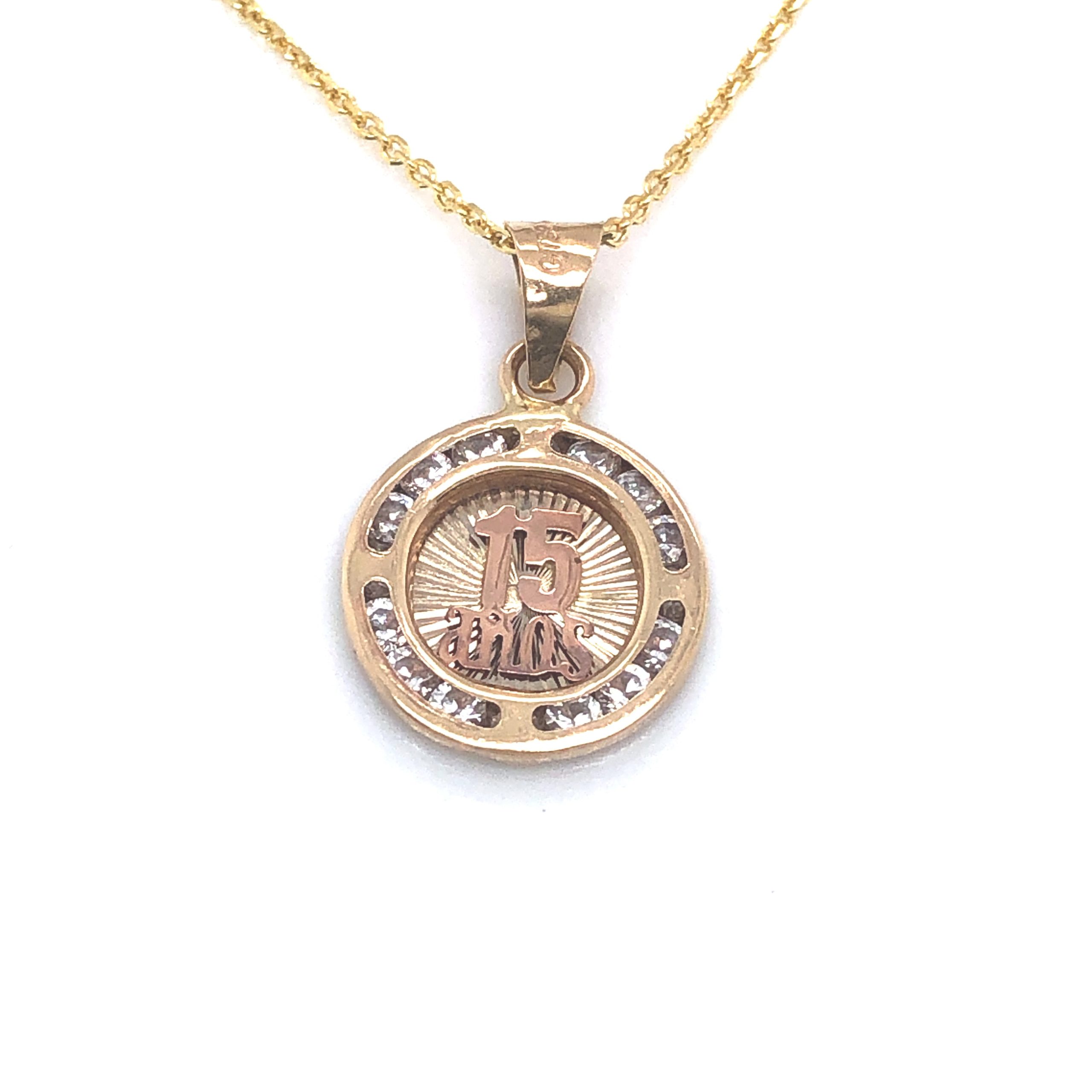 Fifteen Years Tri-Color 14k Gold Pendant