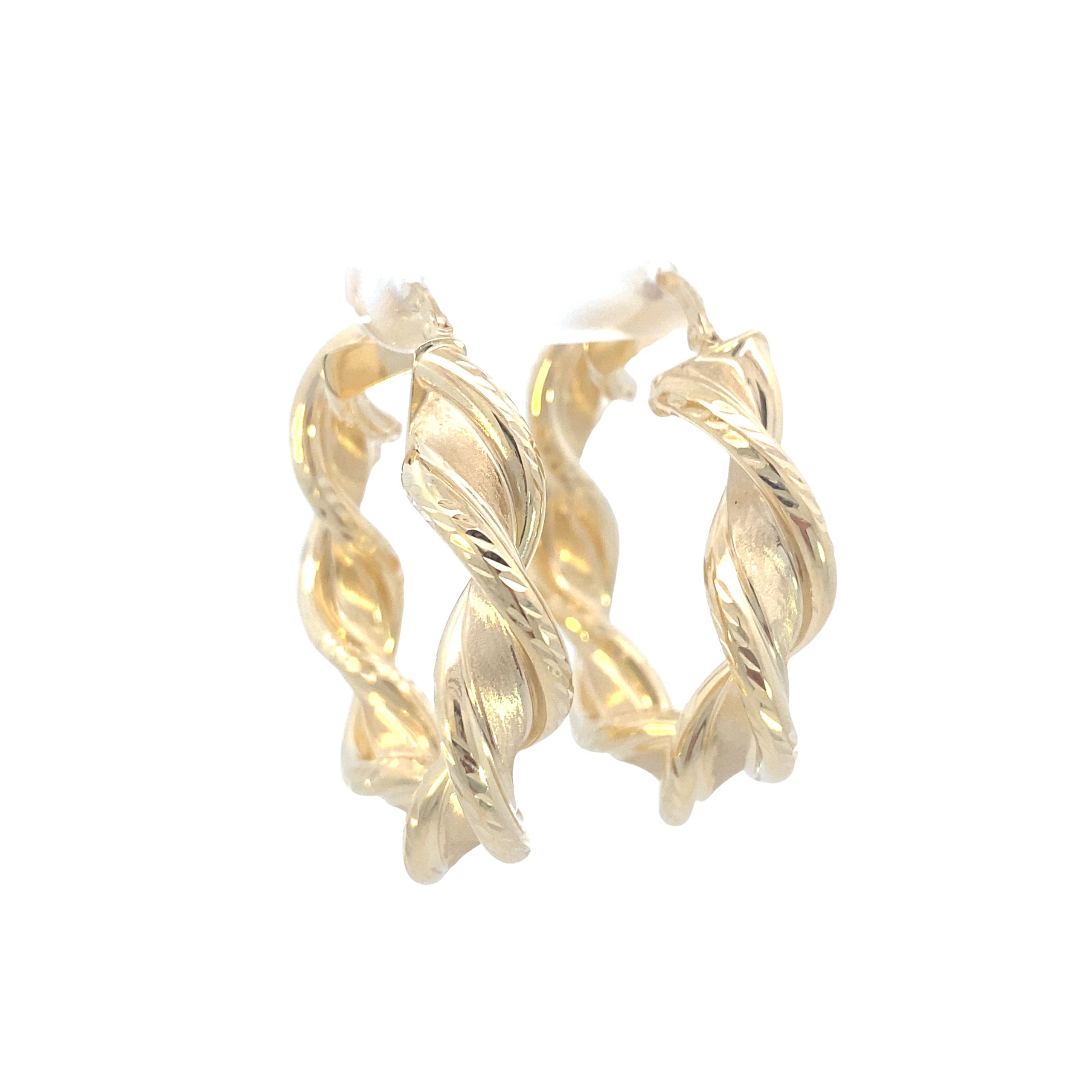 14K Gold Twist Bold Hoops Earrings