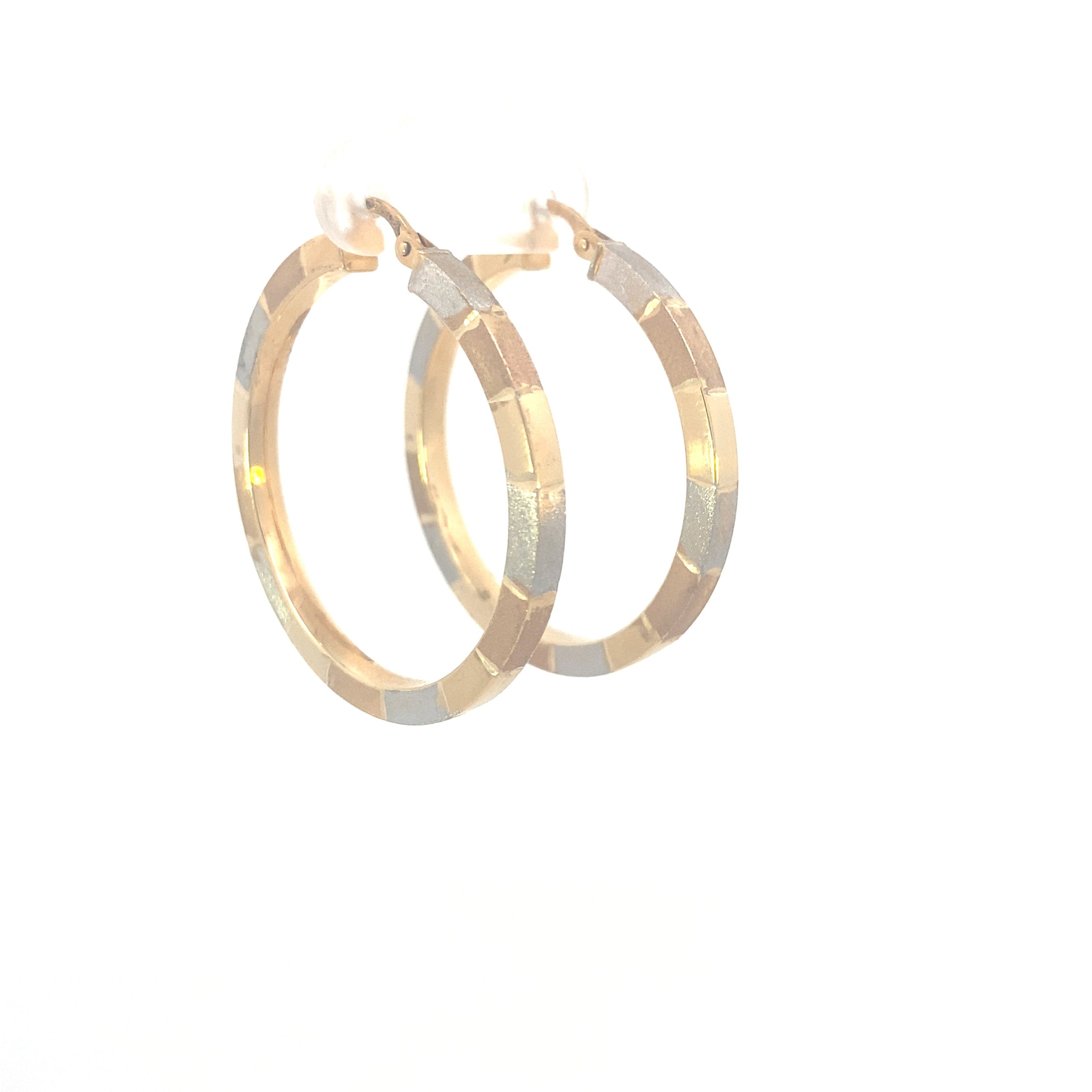 14K 3/C Gold Hoops Earrings