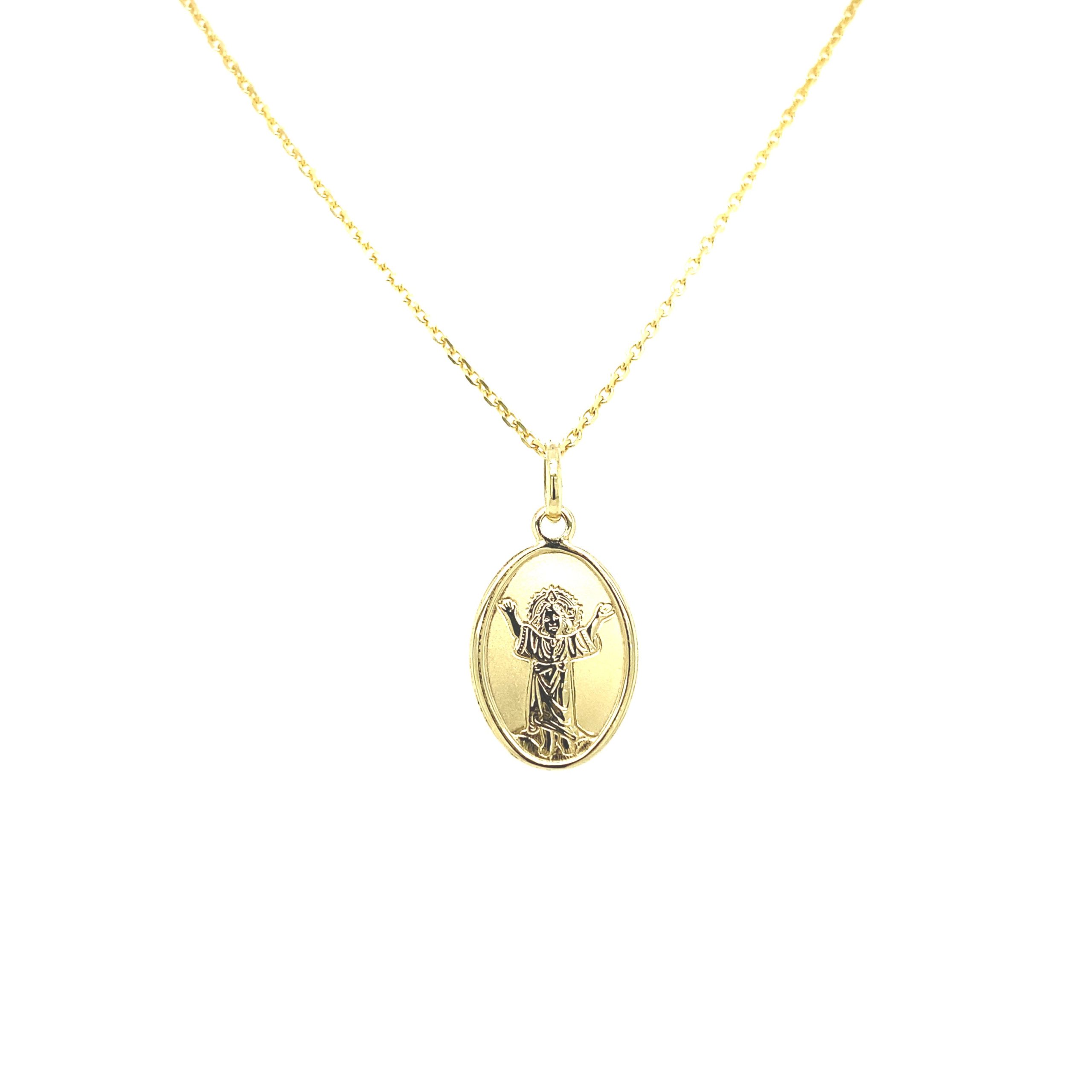 14K JESUS OVAL PENDANT