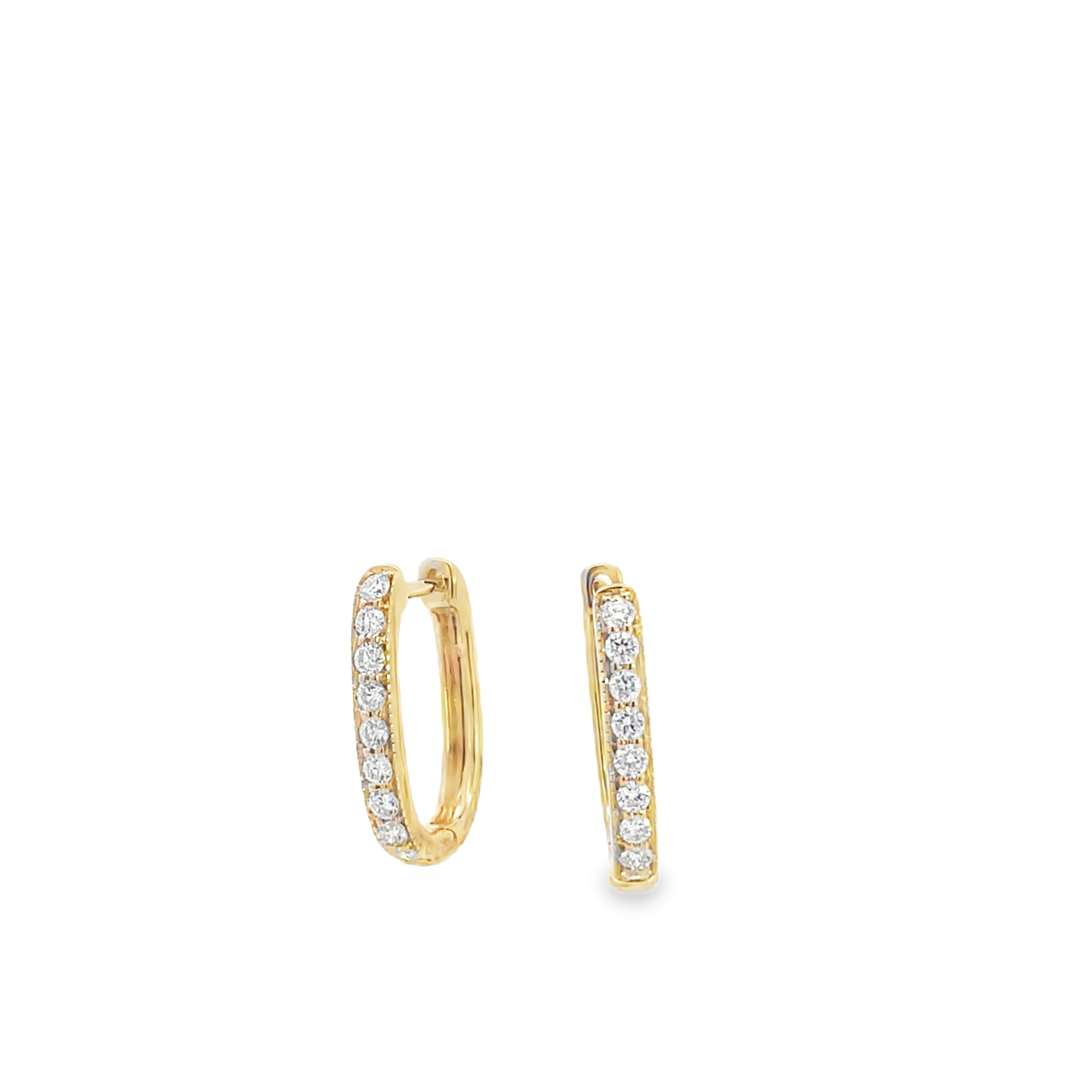 14K Yellow Gold Diamond Hoop Earrings