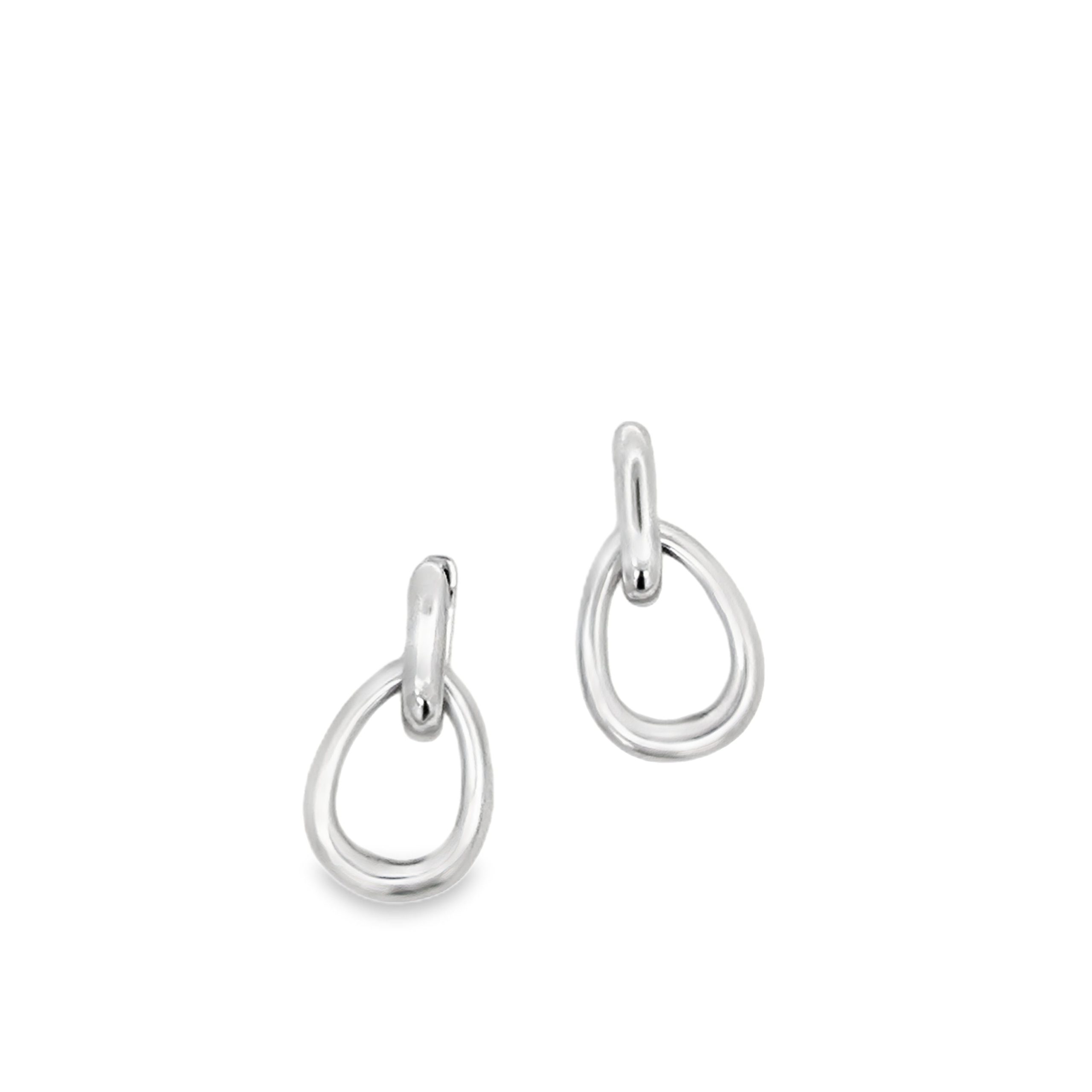 Sterling Silver Huggie Earrings with Open Drop