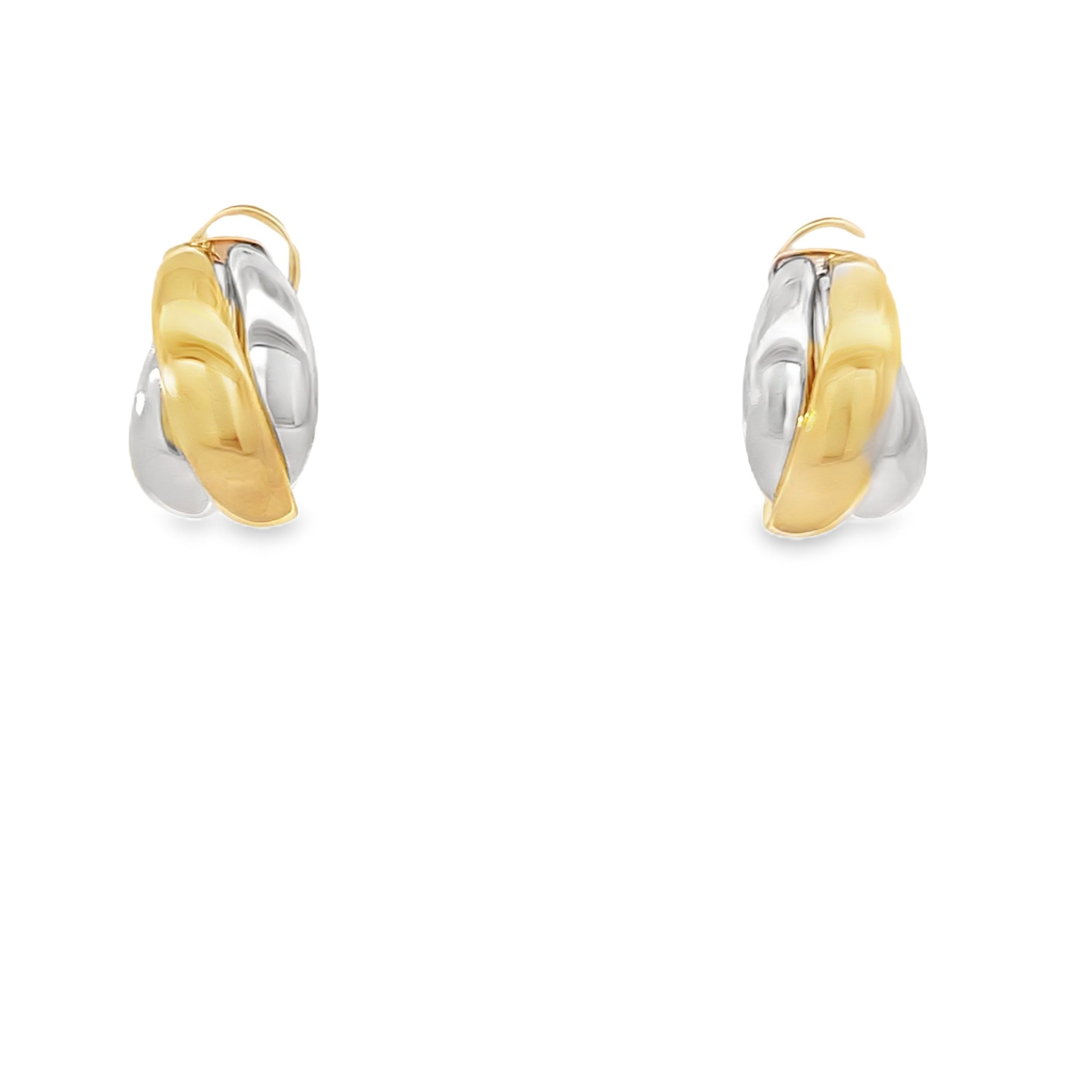 14K Gold 2 Tone Huggies Earrings