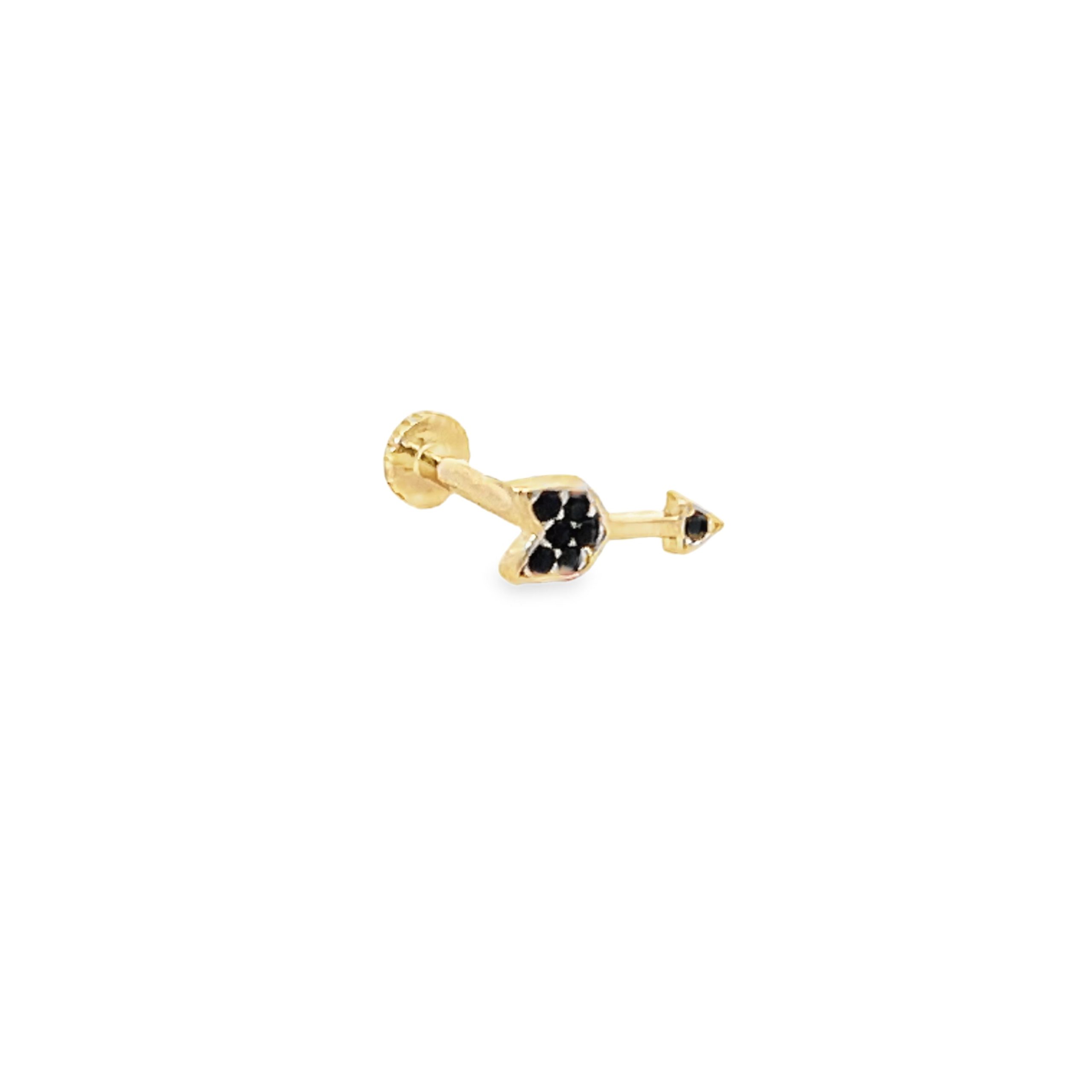 14K Gold Black Arrow CZ