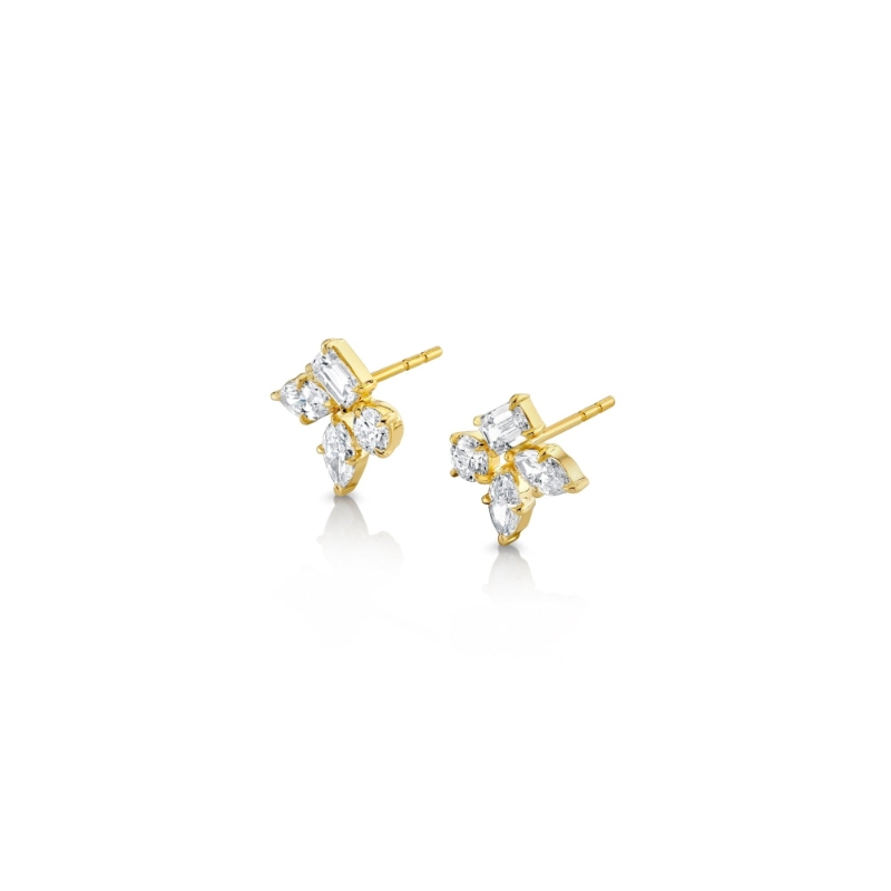 ER403 Montage Collection Cluster Stud Earrings In 18 Karat Yellow Gold