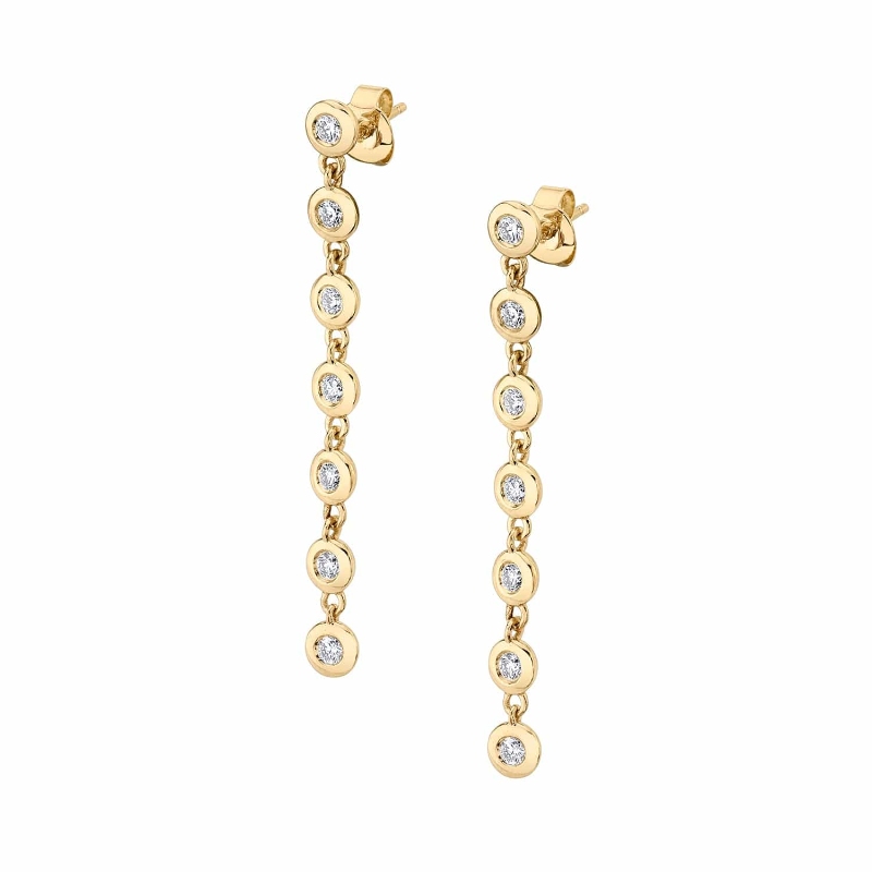 ER414 Round Bezel Tennis Earrings In 14 Karat Yellow Gold