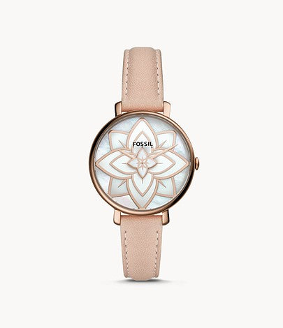Jacqueline Three-Hand Blush Leather Watch