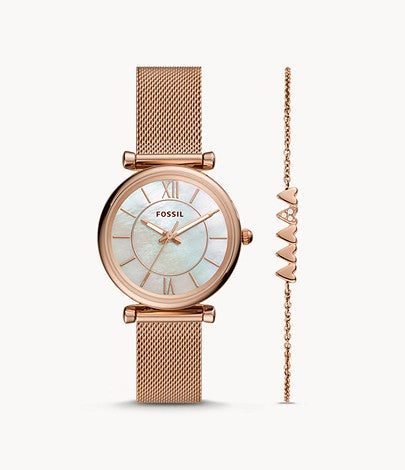 Ladies Carlie Watch and Bracelet Set (Rose-Gold)