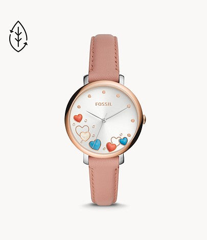 Jacqueline Three-Hand Pink Leather Watch
