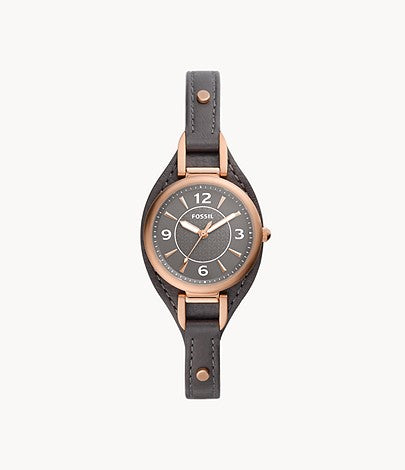 Carlie Three-Hand Black LiteHide™ Leather Watch