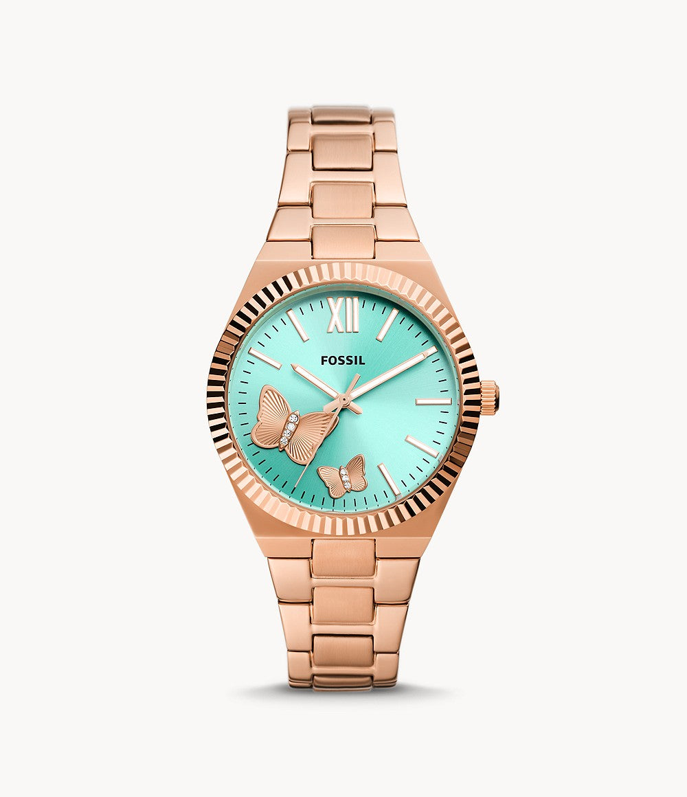 Scarlette Three-Hand Rose Gold-Tone Stainless Steel Watch