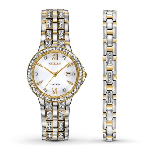 Citizen Women's EW2344-65A Silhouette Two-Tone Stainless Steel with Sets of Crystal Watch