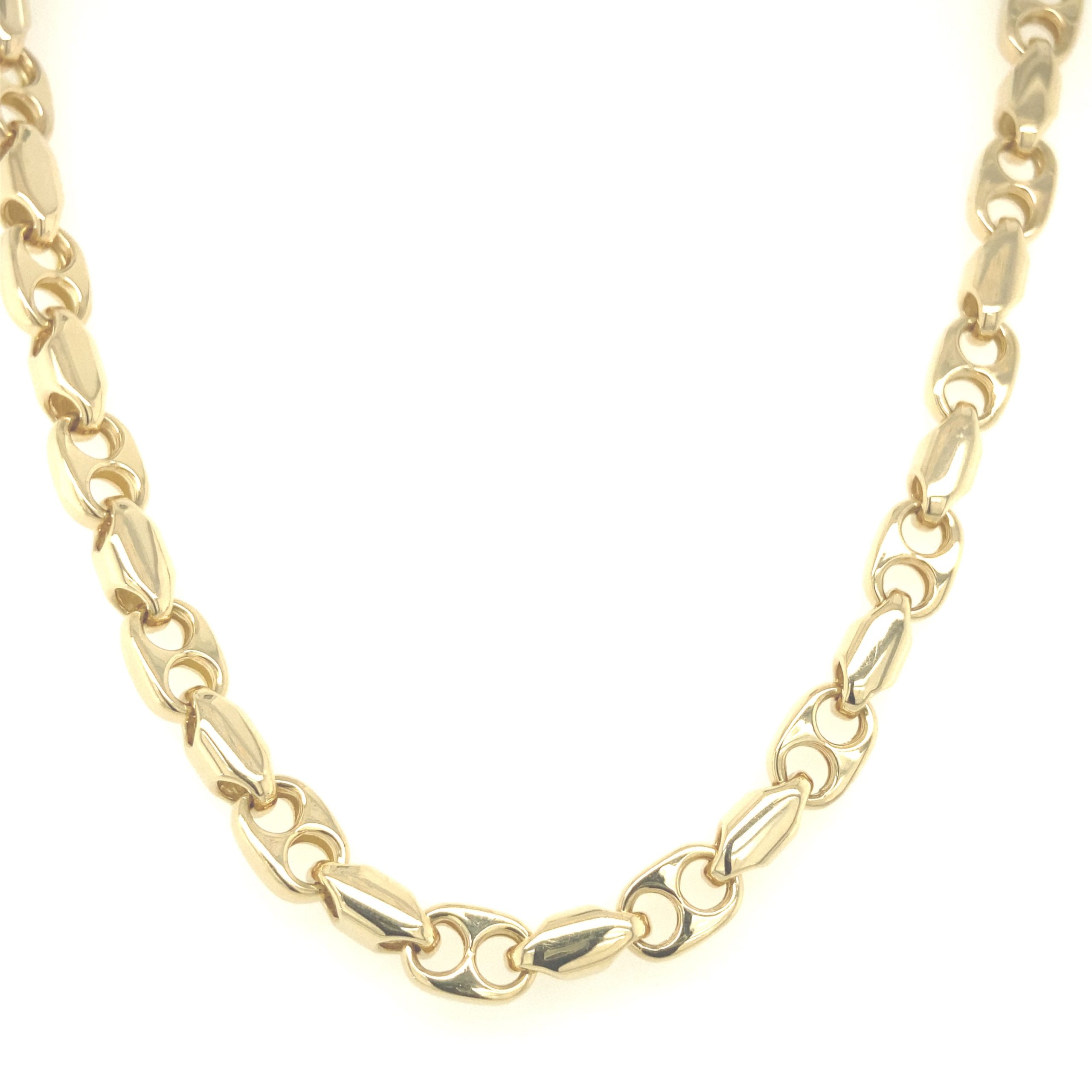 14K Gold Puff Mariner Fancy Link Chain