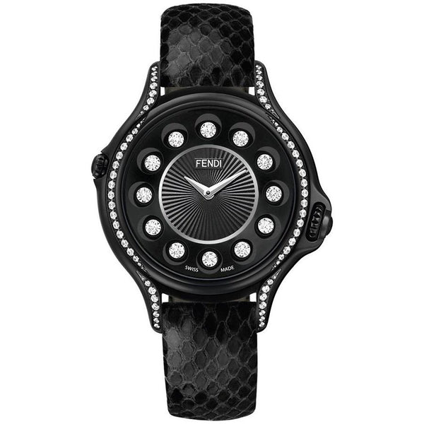 Fendi Women's F110021011C0T05 Crazy Carats Black Leather Watch