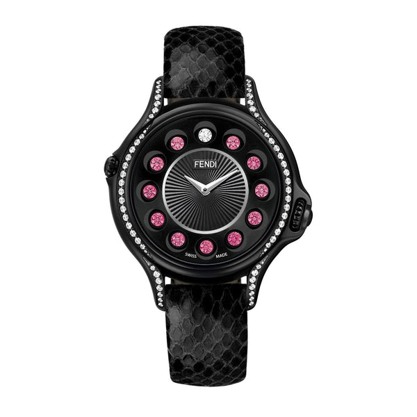 Fendi Women's F110031011C0T05 Crazy Carats Black Leather Watch
