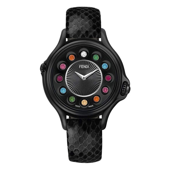 Fendi Women's F110031011T05 Crazy Carats Black Leather Watch