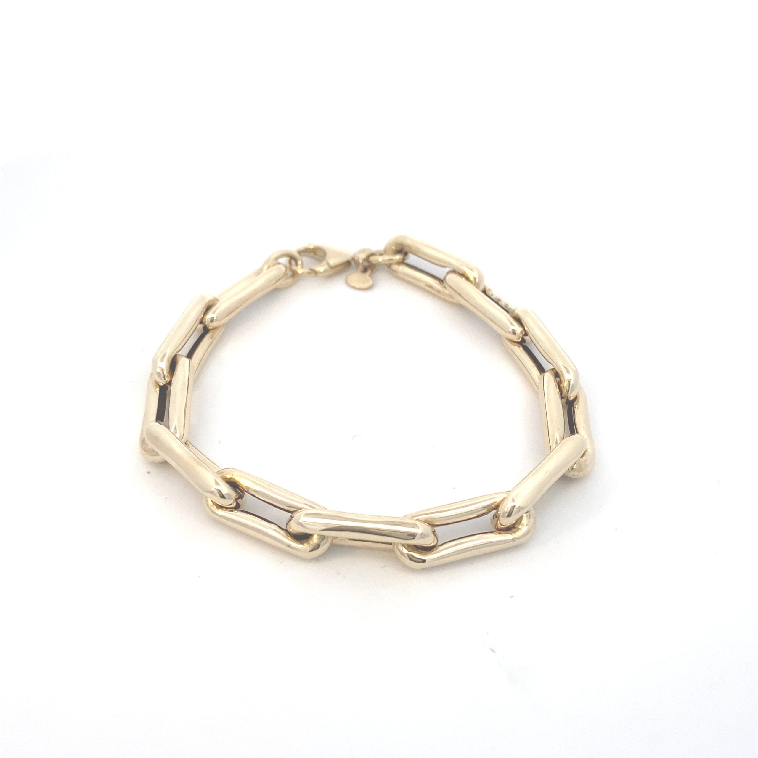 14k Gold Long Puff Link Bracelet