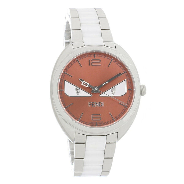 Fendi Women's F216037104D1 Momento Diamond Bug Eyes Two-Tone Stainless Steel and White Ceramic Center Links Watch