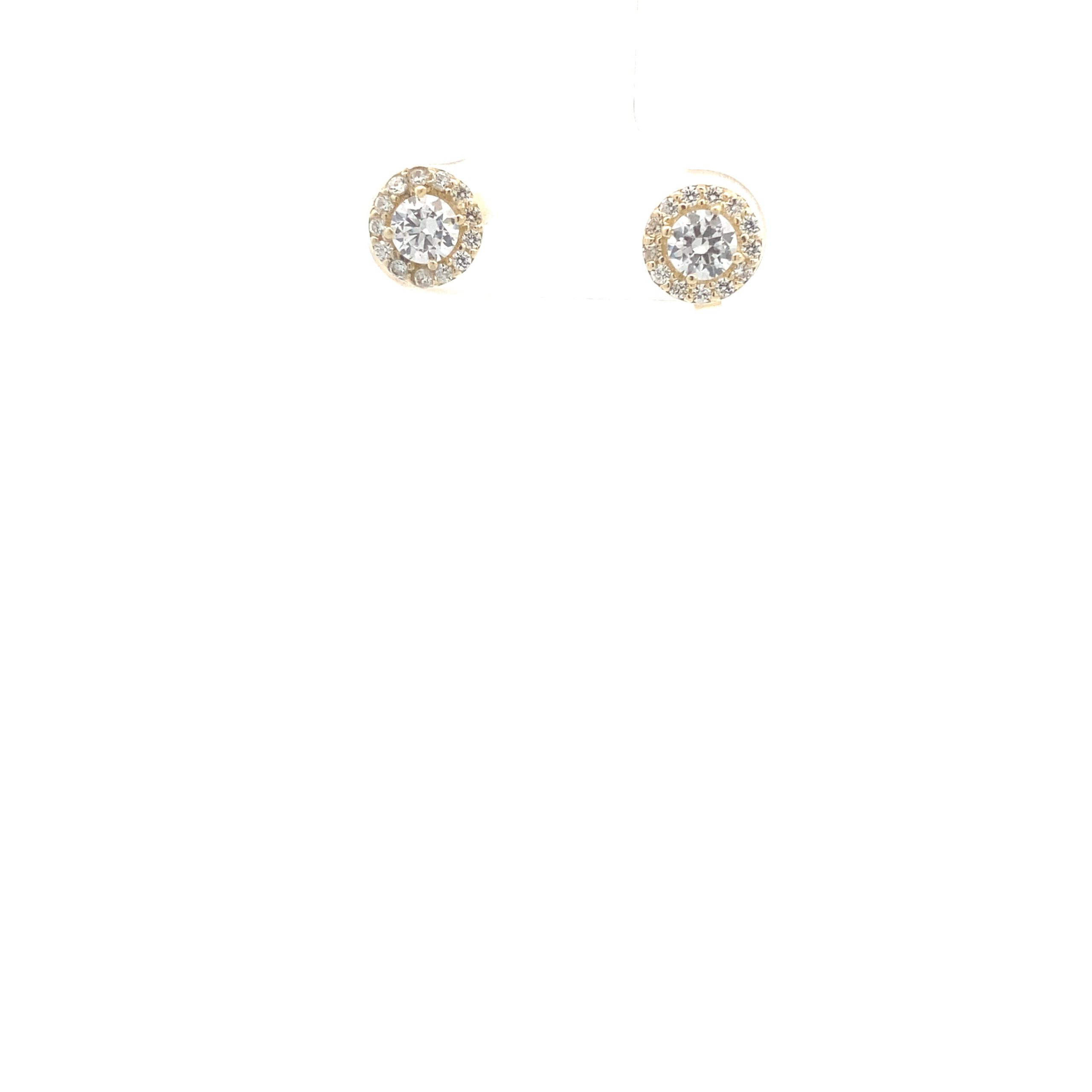 14K Gold Fancy Stud Earrings with CZ