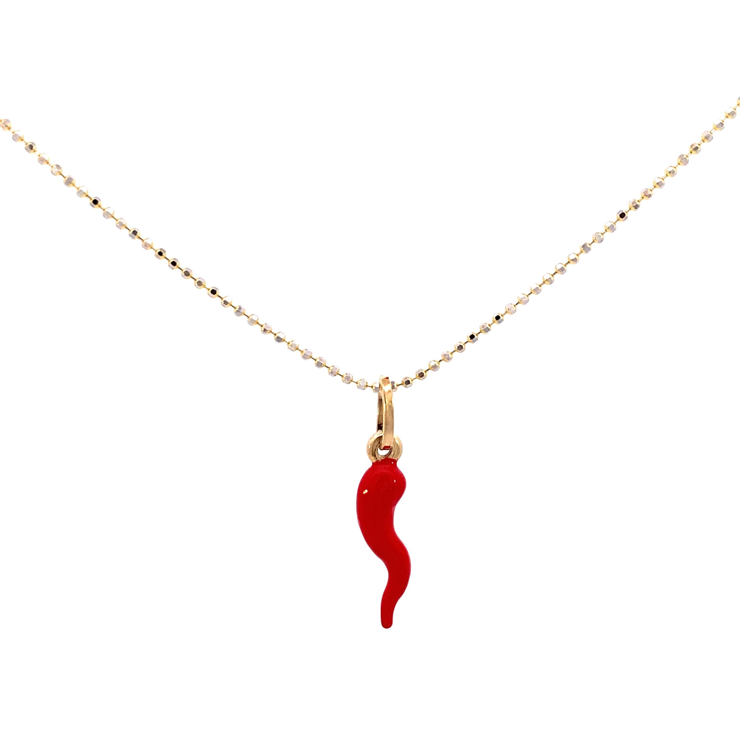 14K Gold Red Horn Pendant