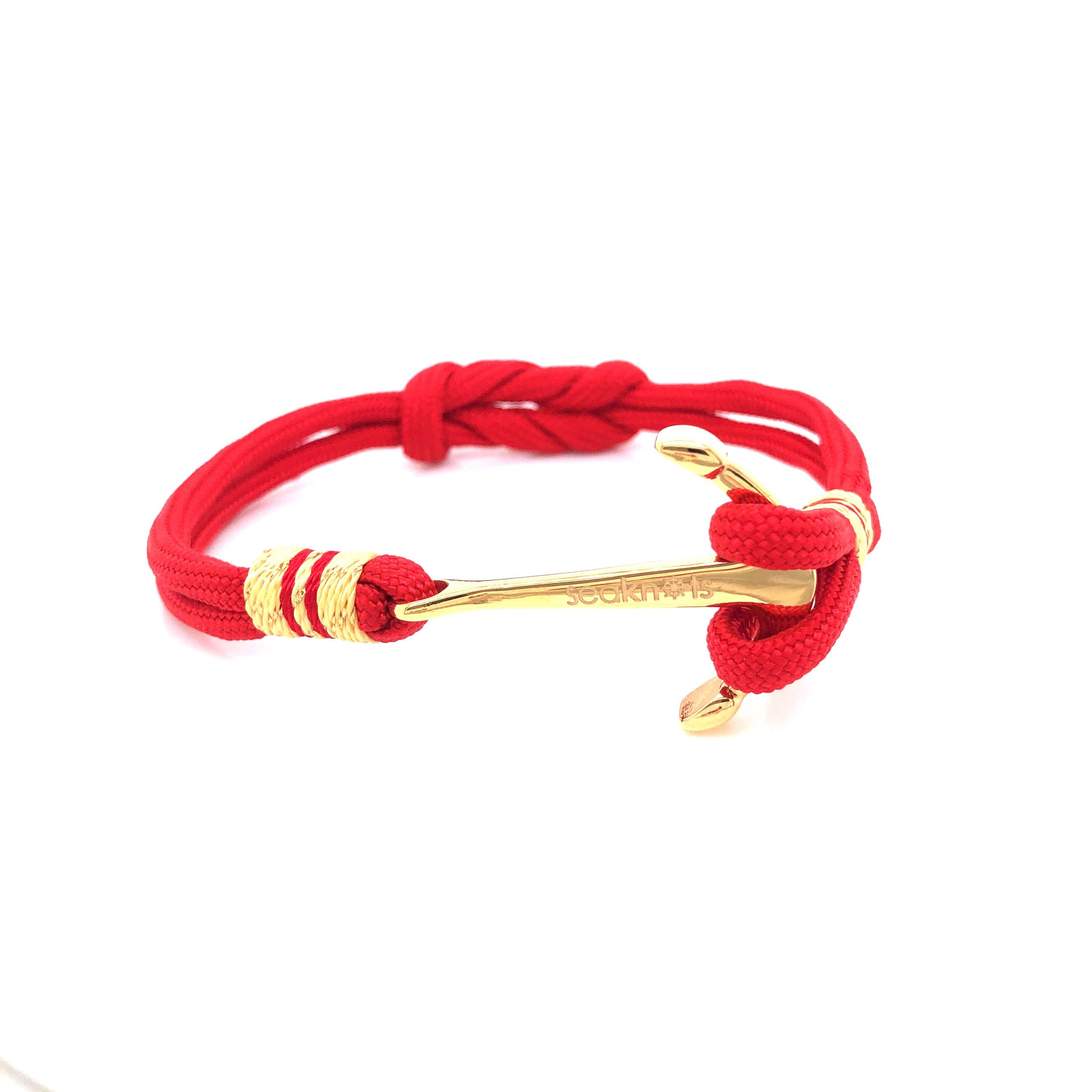 Double Cord with Gold Anchor Bracelet (Gold)