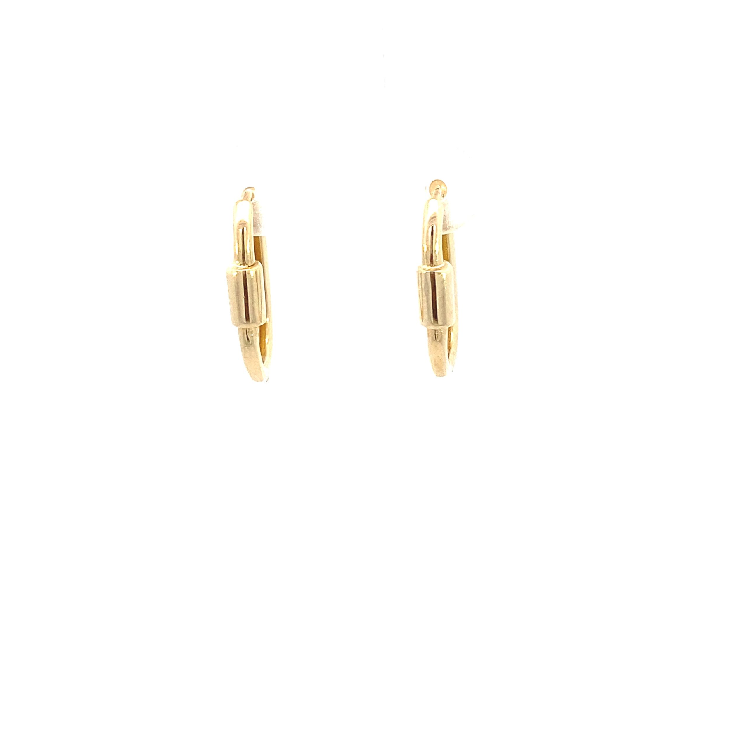 14K Gold Link Line Hoops Earrings
