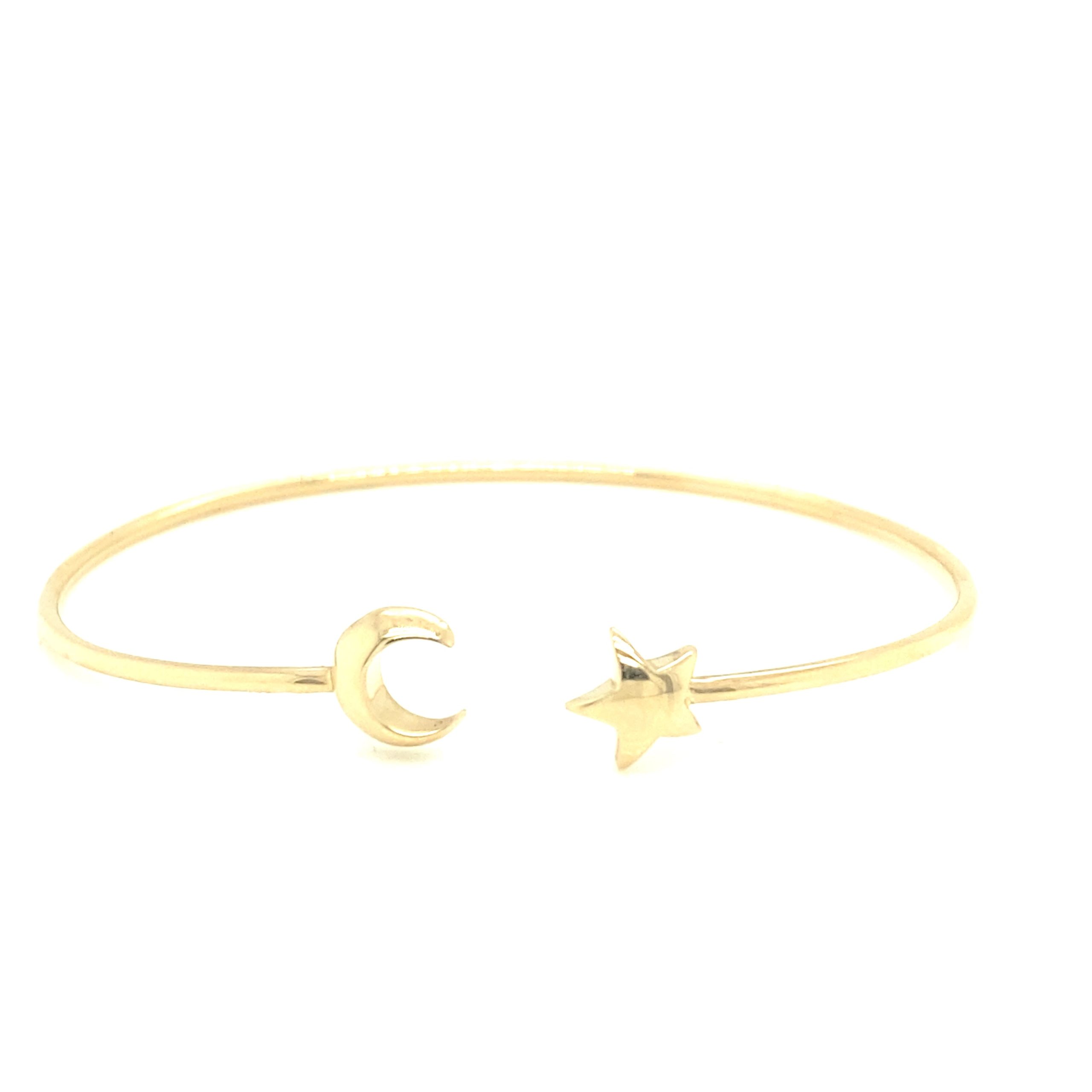 14K MOON AND STAR BANGLE