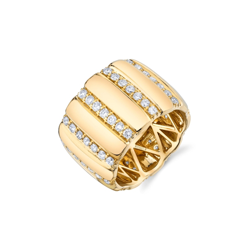 F530 Orb Ribbed Ring In 14 Karat Yellow Gold
