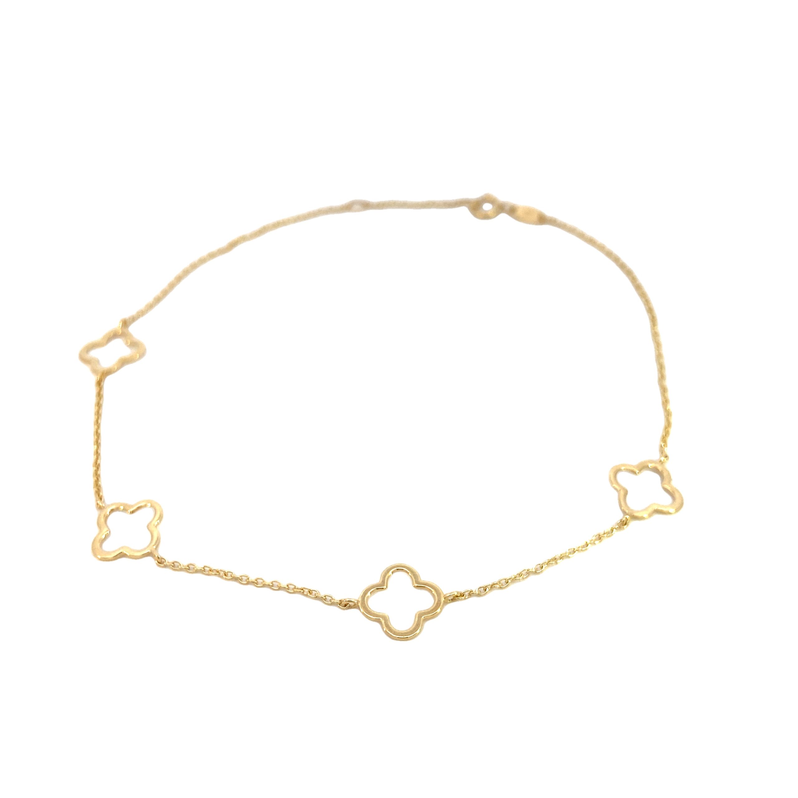 14K Gold Flower Shape Anklet