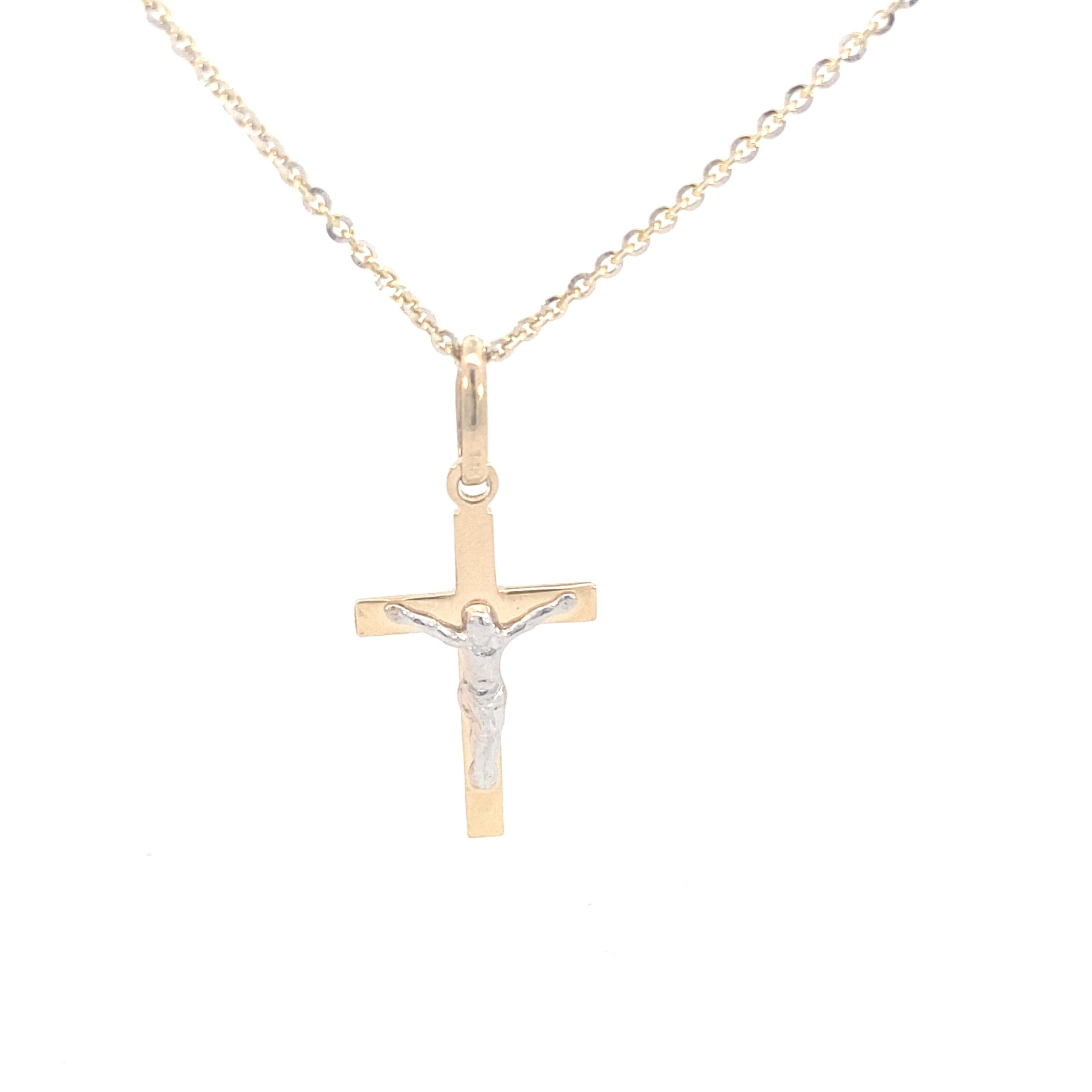 14K Gold Flat 2-T Cross Pendant