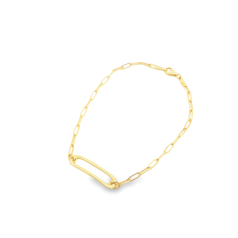 14K Gold Big Paper Clip Link Bracelet