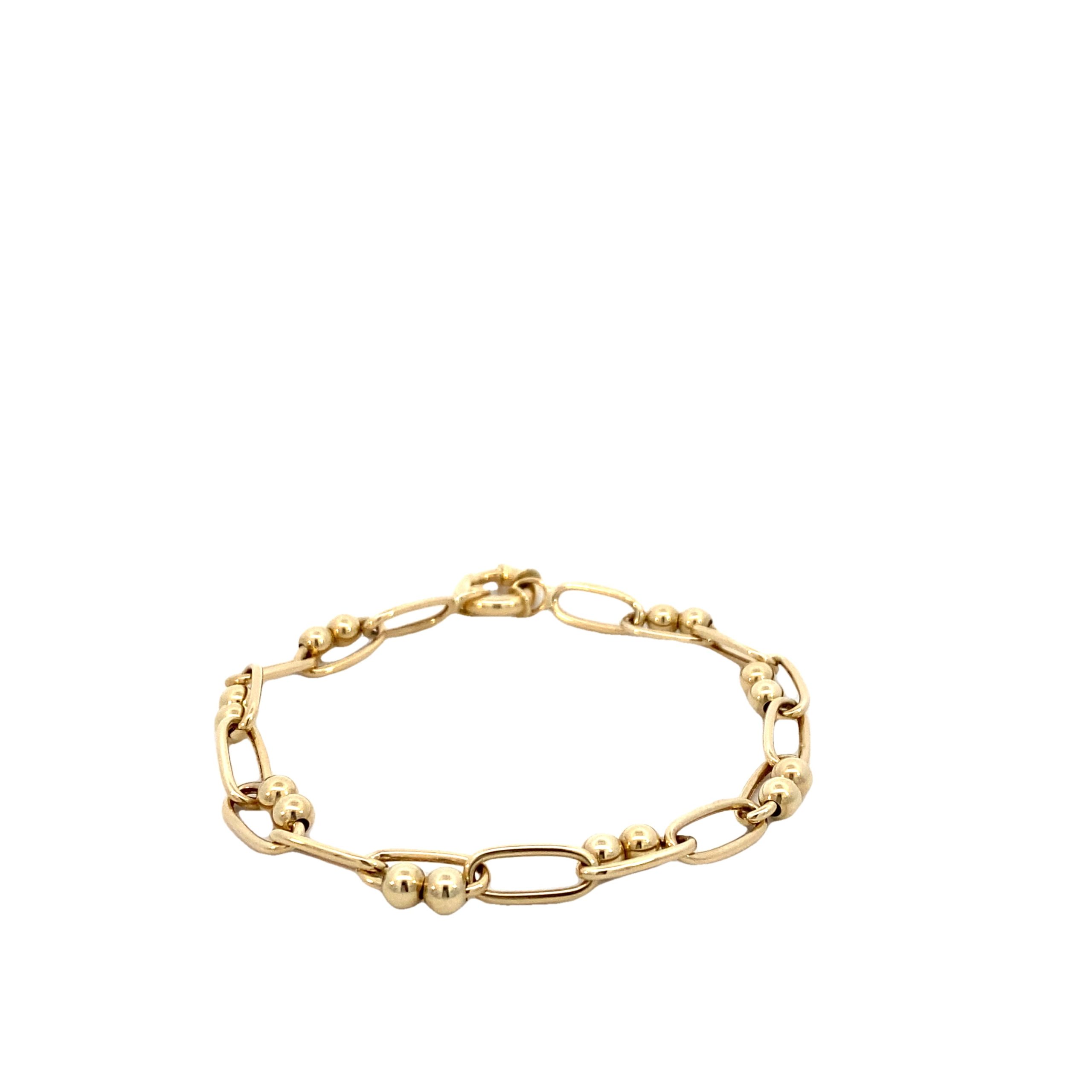 14K Gold Double Dots Links Bracelet
