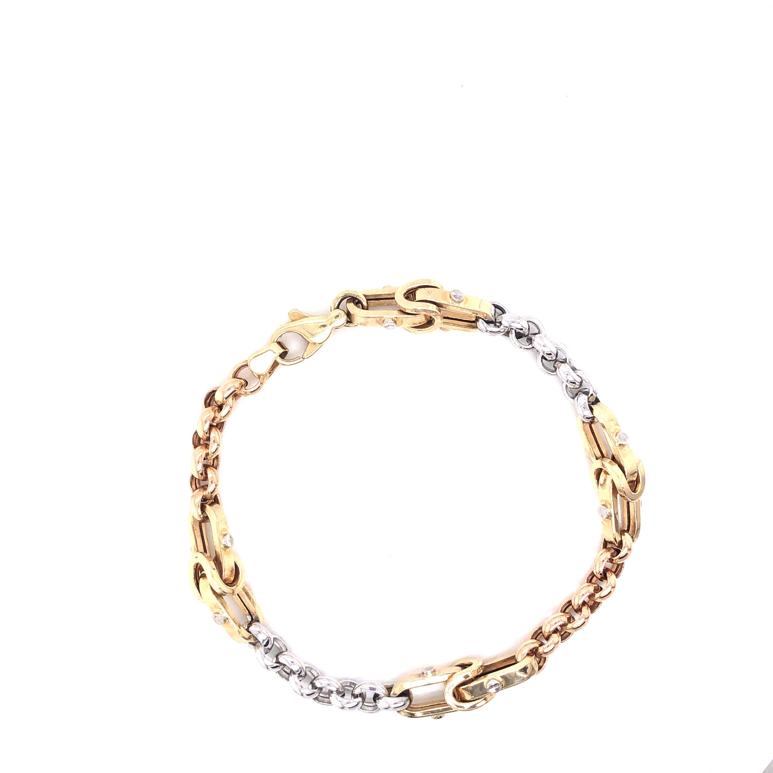 14K 3-Tone Gold Bracc 5.1dwt / 14k7.5” / 5mm