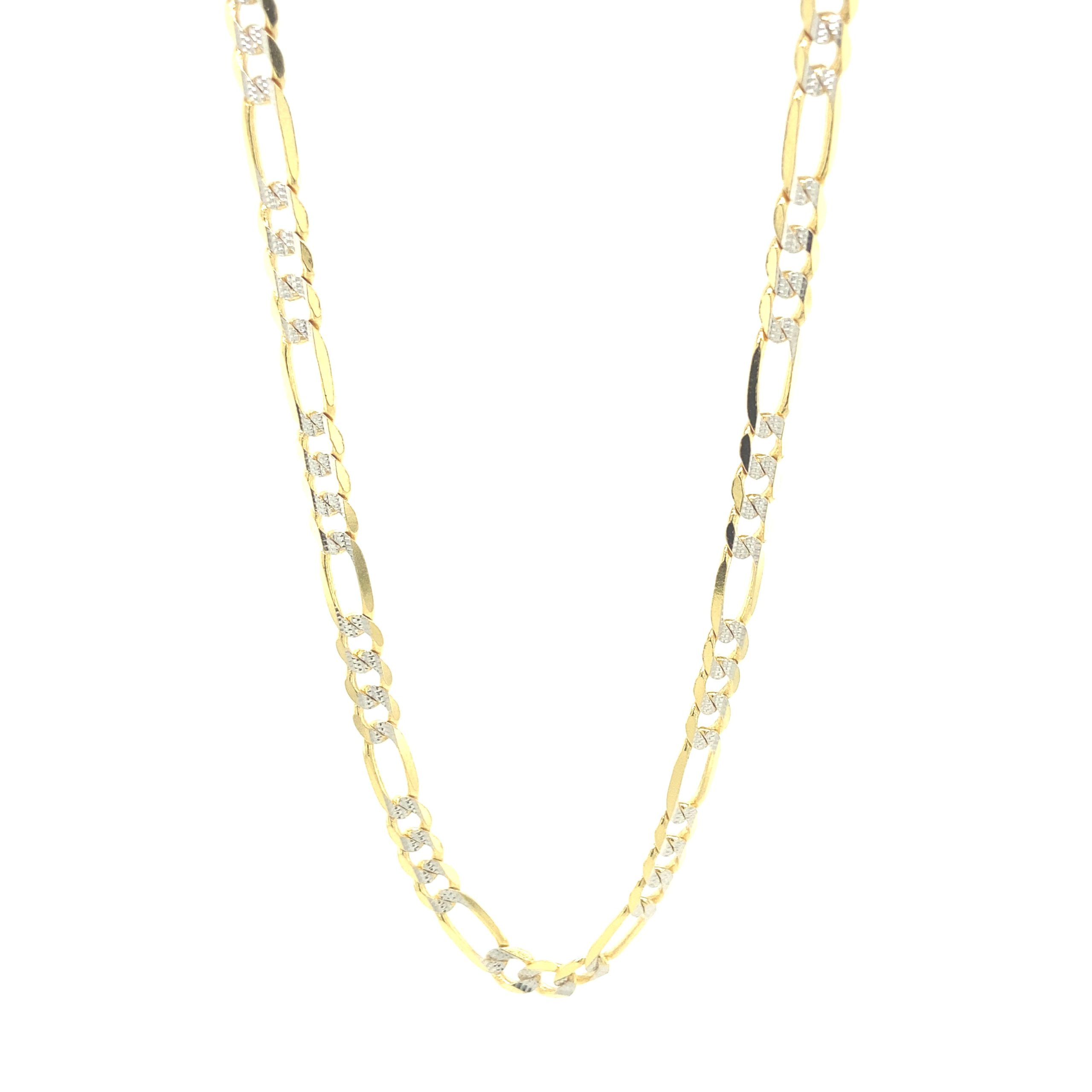 14K Figaro Chain Cut Diamond White Gold