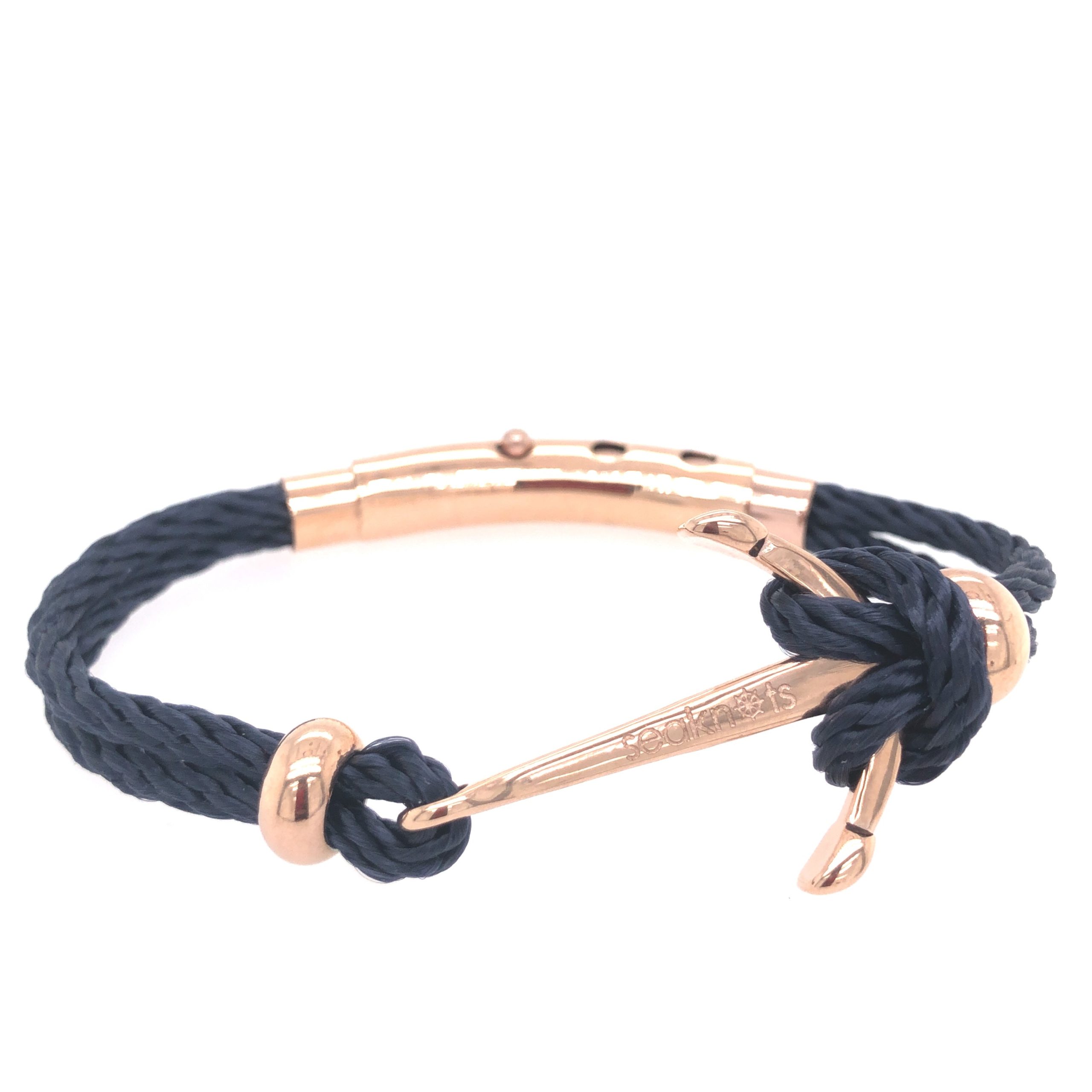 DOUBLE CORD WITH ANCHOR KNOT BEADS ROSE GOLD