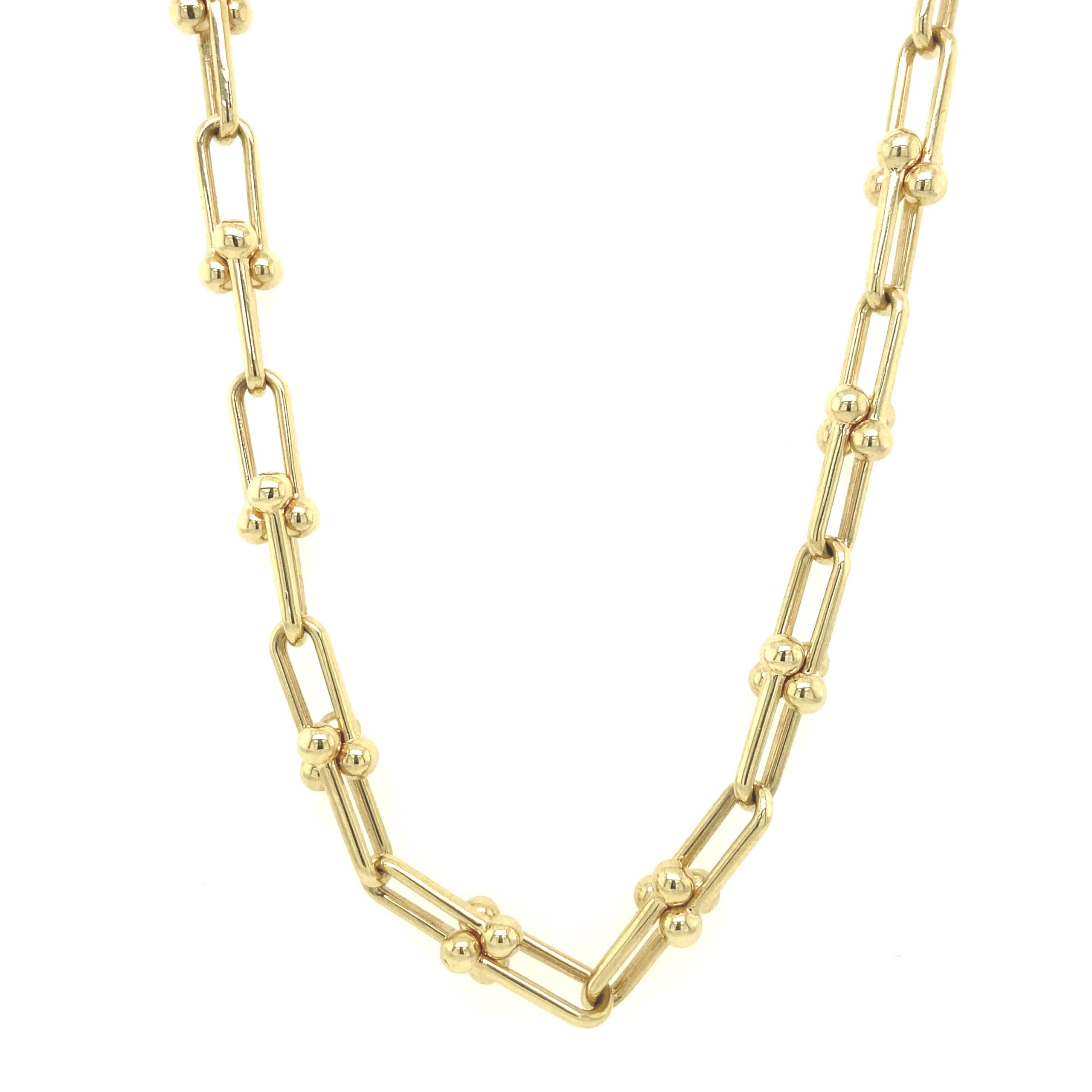 14K CLIP AND SMALL BALL NECKLACE