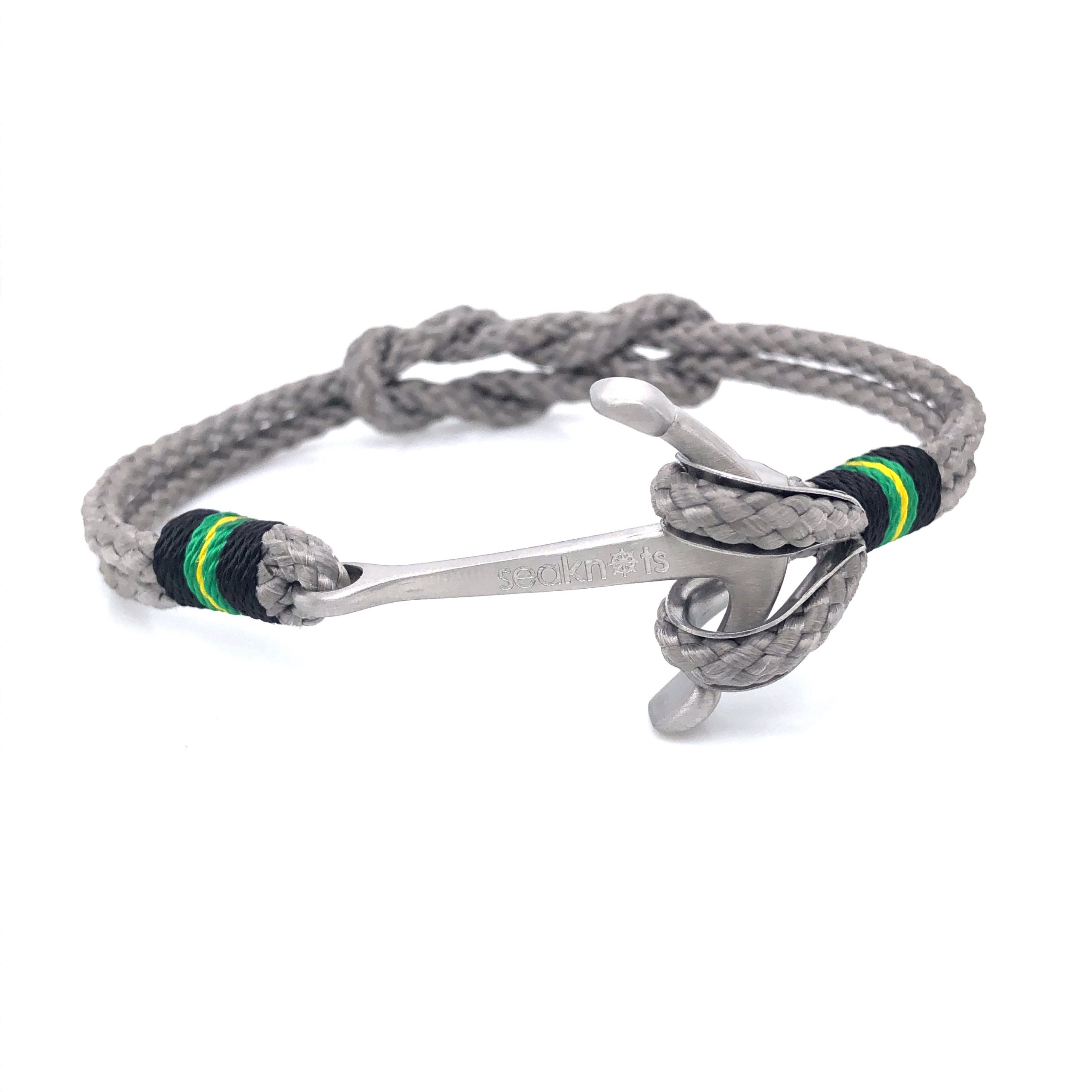 Light Grey Double Rope with Silver Anchor Bracelet (Grey/Silver)