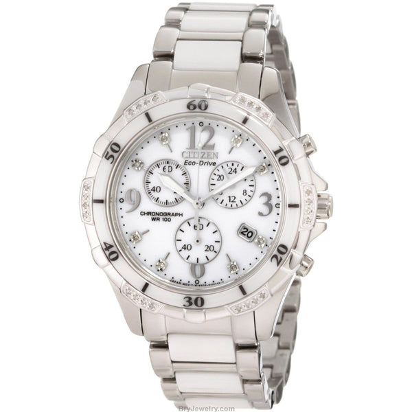 Citizen Women's FB1230-50A Eco-Drive Chronograph Two-Tone Stainless and Ceramic Watch