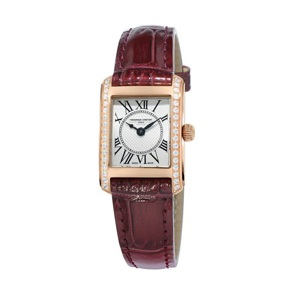 Frederique Constant Women's FC-200MCD14 Carree Burgundy Leather Watch