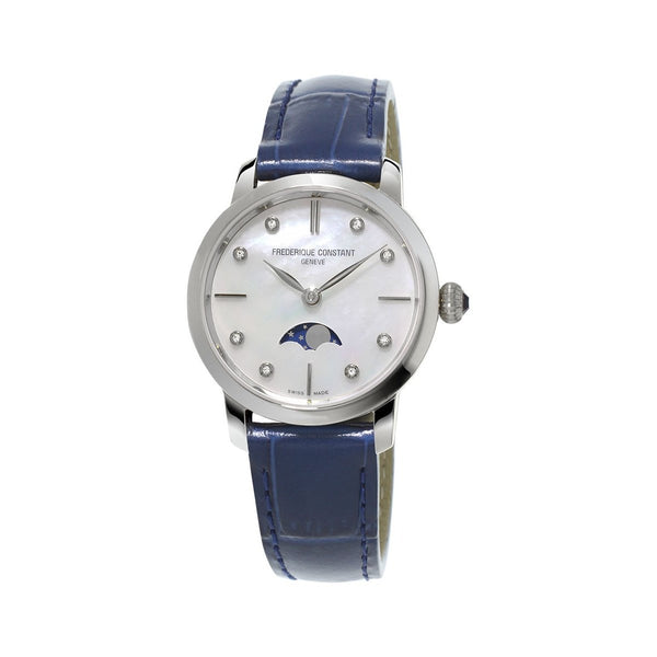 Frederique Constant Women's FC-206MPWD1S6 Slimline Moonphase Blue Leather Watch