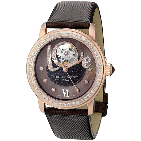 Frederique Constant Women's FC-310CLHB2PD4 Heartbeat Diamond Brown Satin Watch