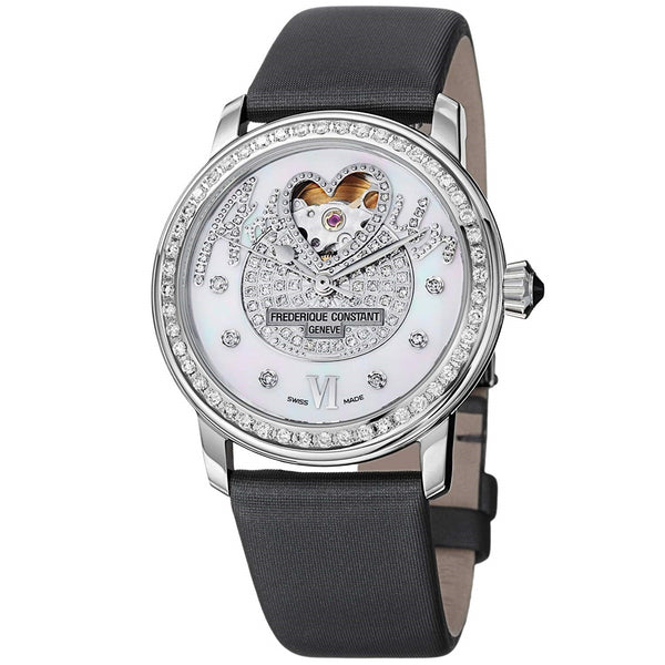 Frederique Constant Women's FC-310SQPV2PD6 Heartbeat Diamond Grey Satin Watch